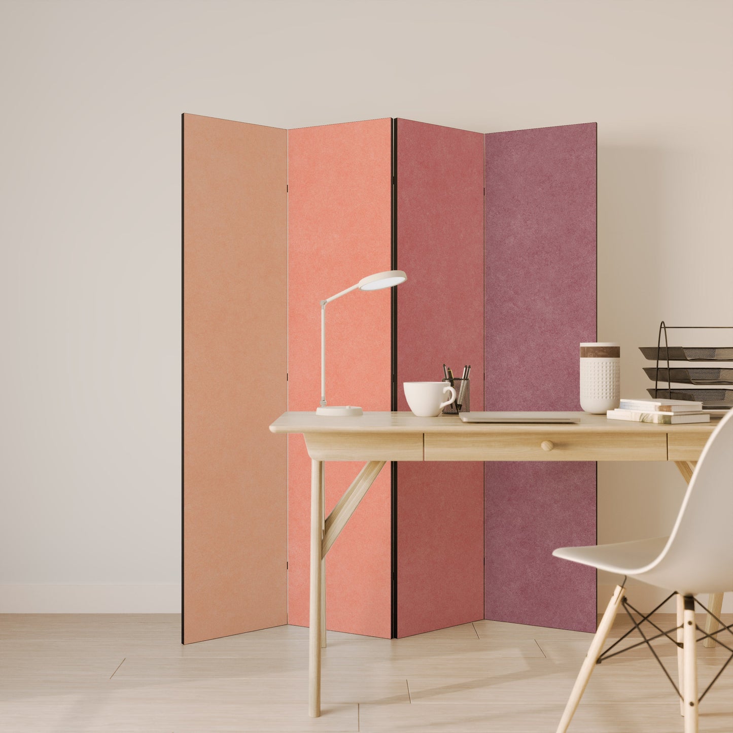 DUKTAR SOM ROSA SPIRIT Dekorativ rumsavdelare med 4 paneler