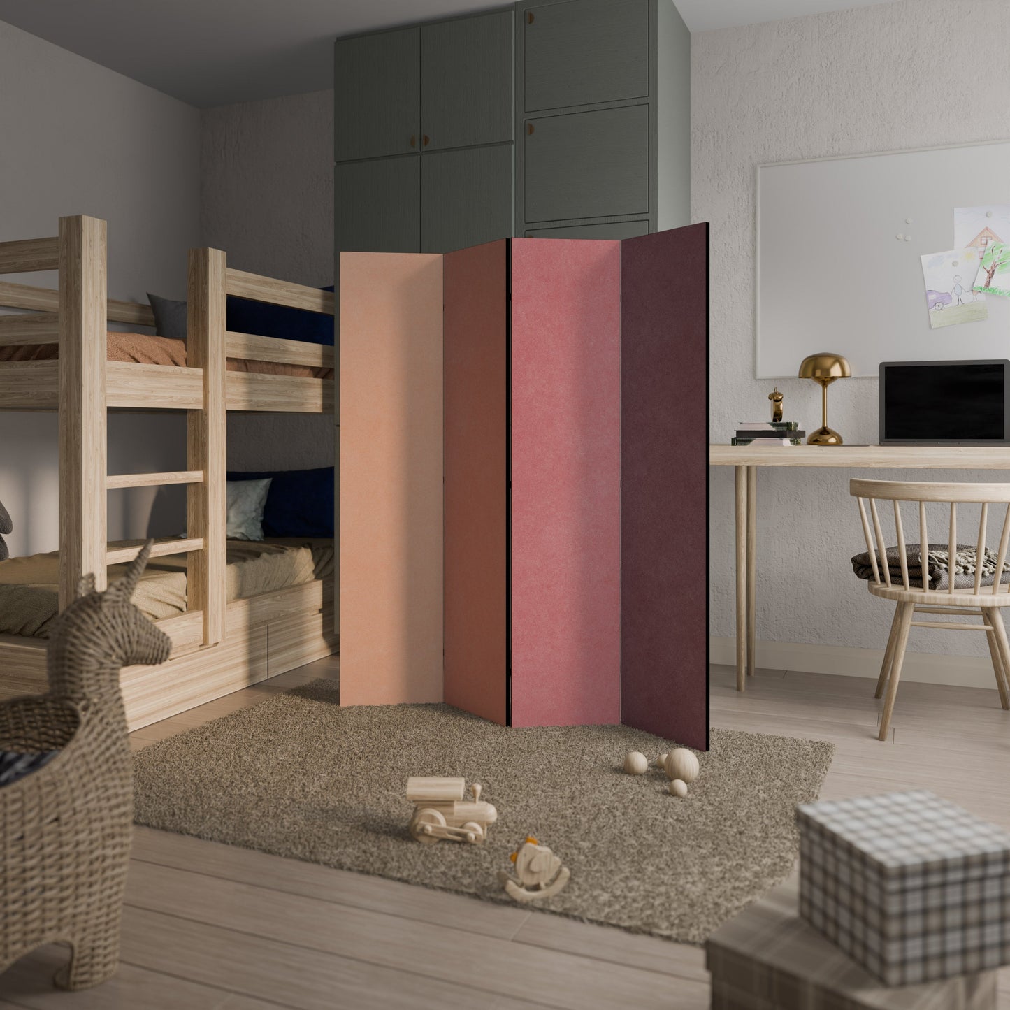 DUKTAR SOM ROSA SPIRIT Dekorativ rumsavdelare med 4 paneler