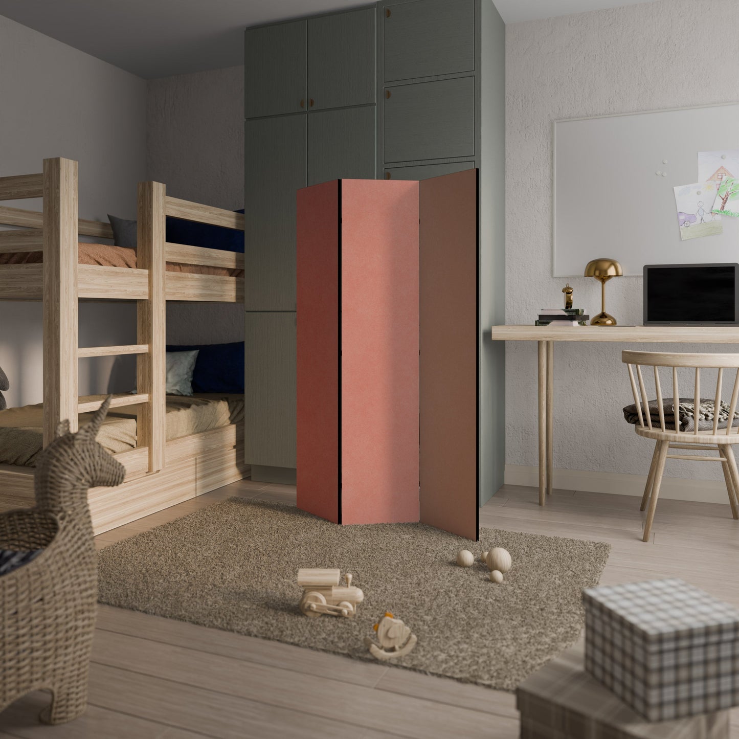 Dekorativ rumsavdelare med 3 paneler PEACH OF MY HEART