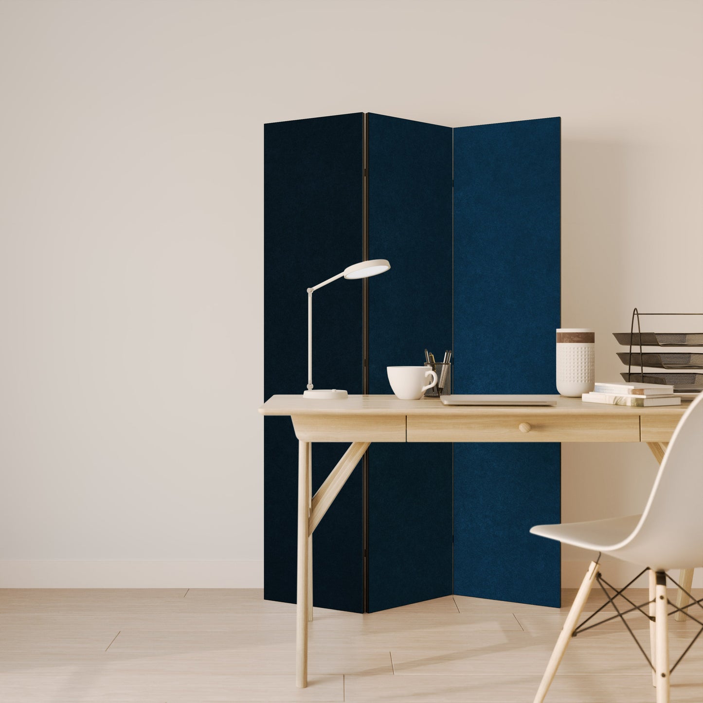 SHAKE IT BLUE Dekorativ rumsavdelare med 3 paneler