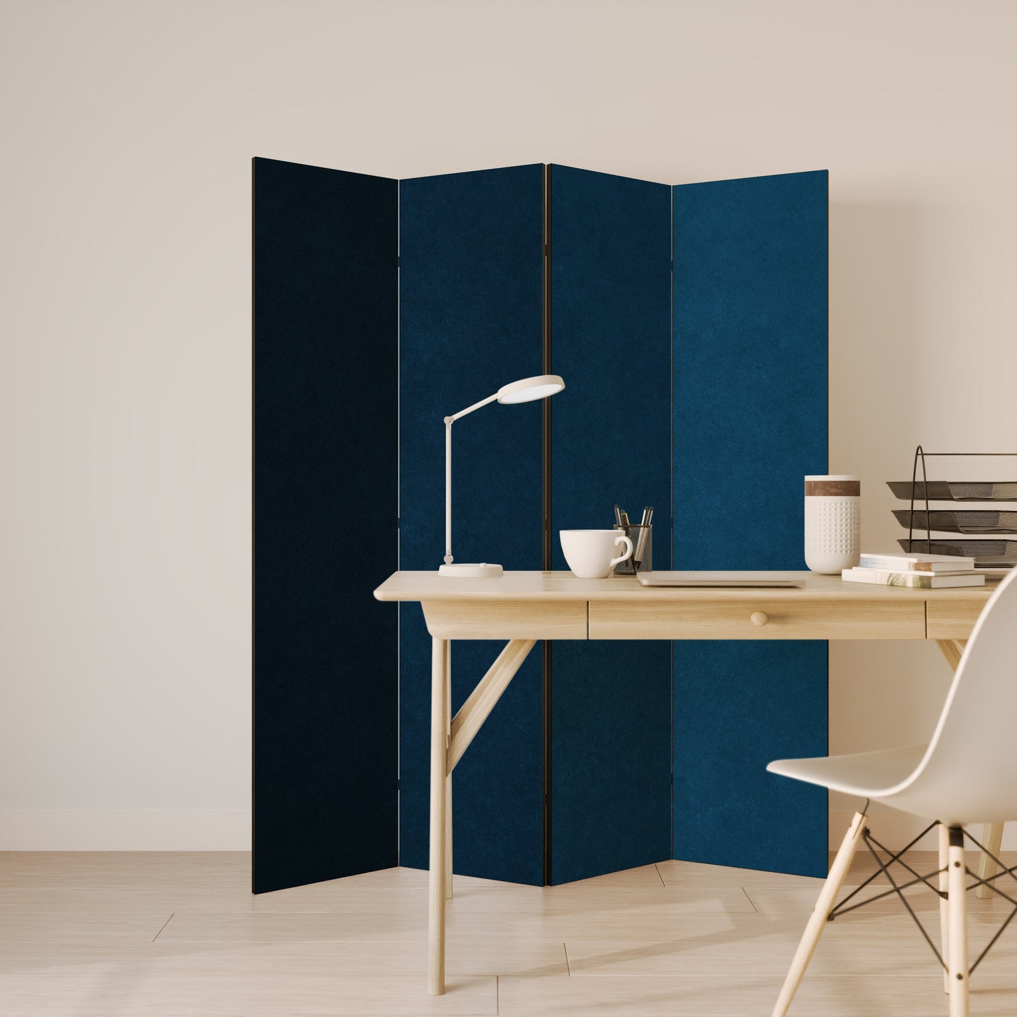 SHAKE IT BLUE Dekorativ rumsavdelare med 4 paneler