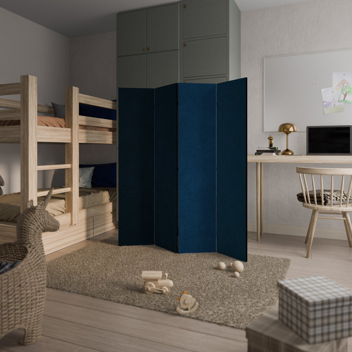 SHAKE IT BLUE Dekorativ rumsavdelare med 4 paneler
