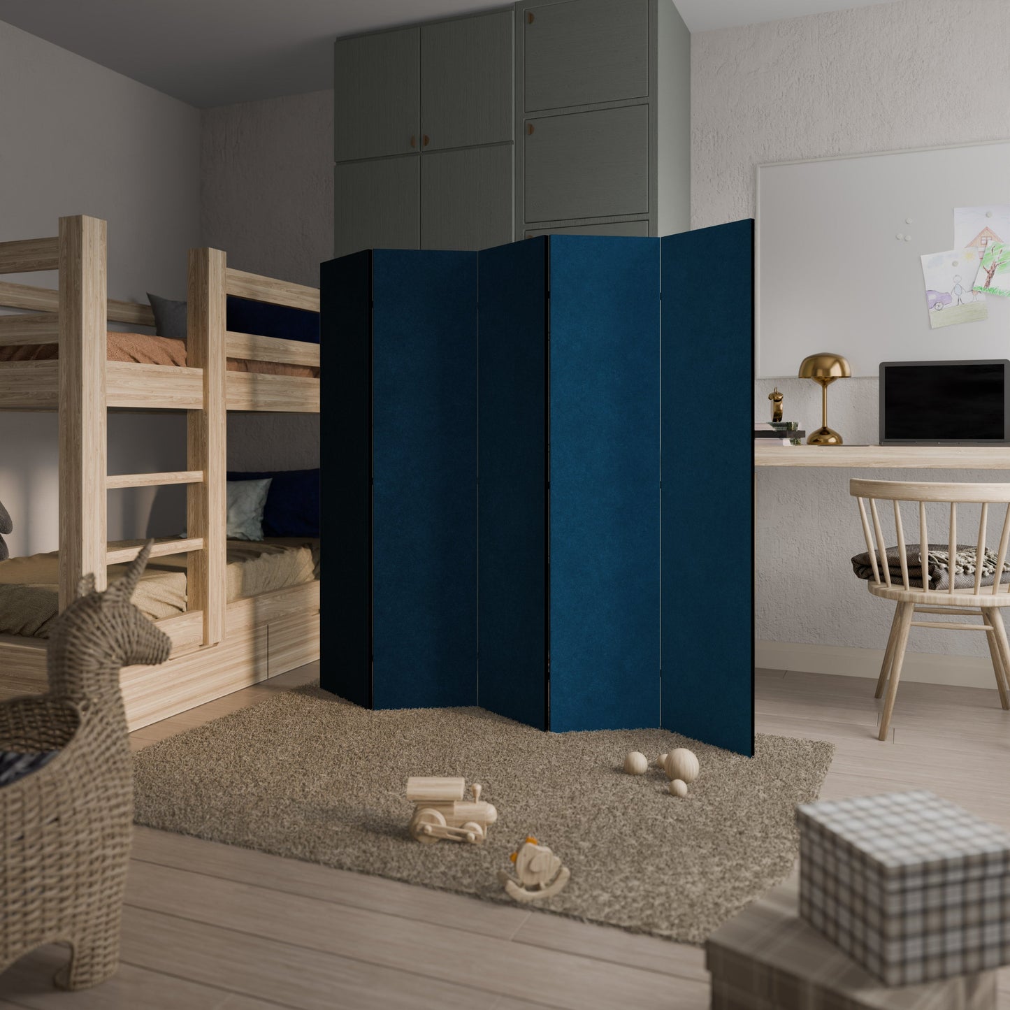 SHAKE IT BLUE Decorative 5-Panel Room Divider