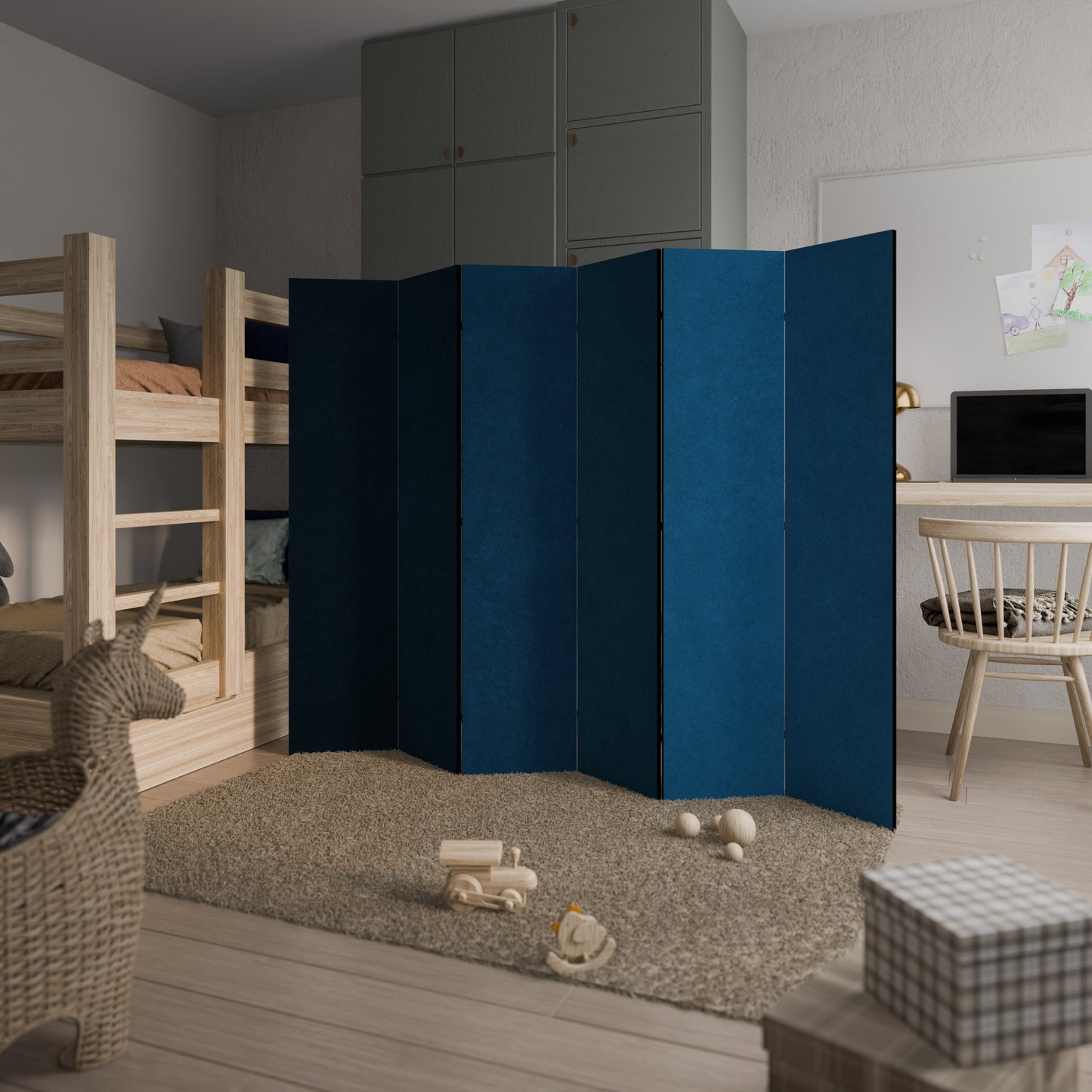 SHAKE IT BLUE Decorative 6-Panel Room Divider