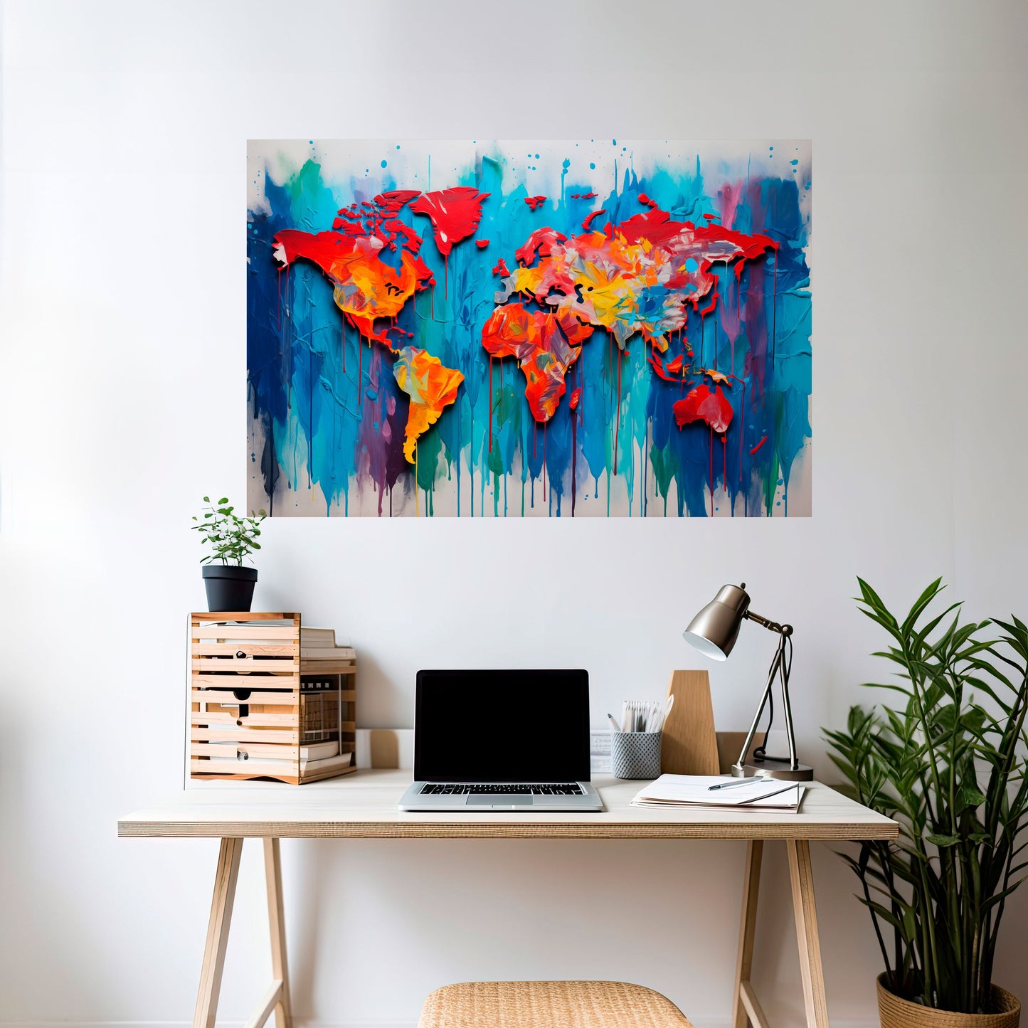 COLORFUL WORLD MAP Peel and Stick Horizontal Poster