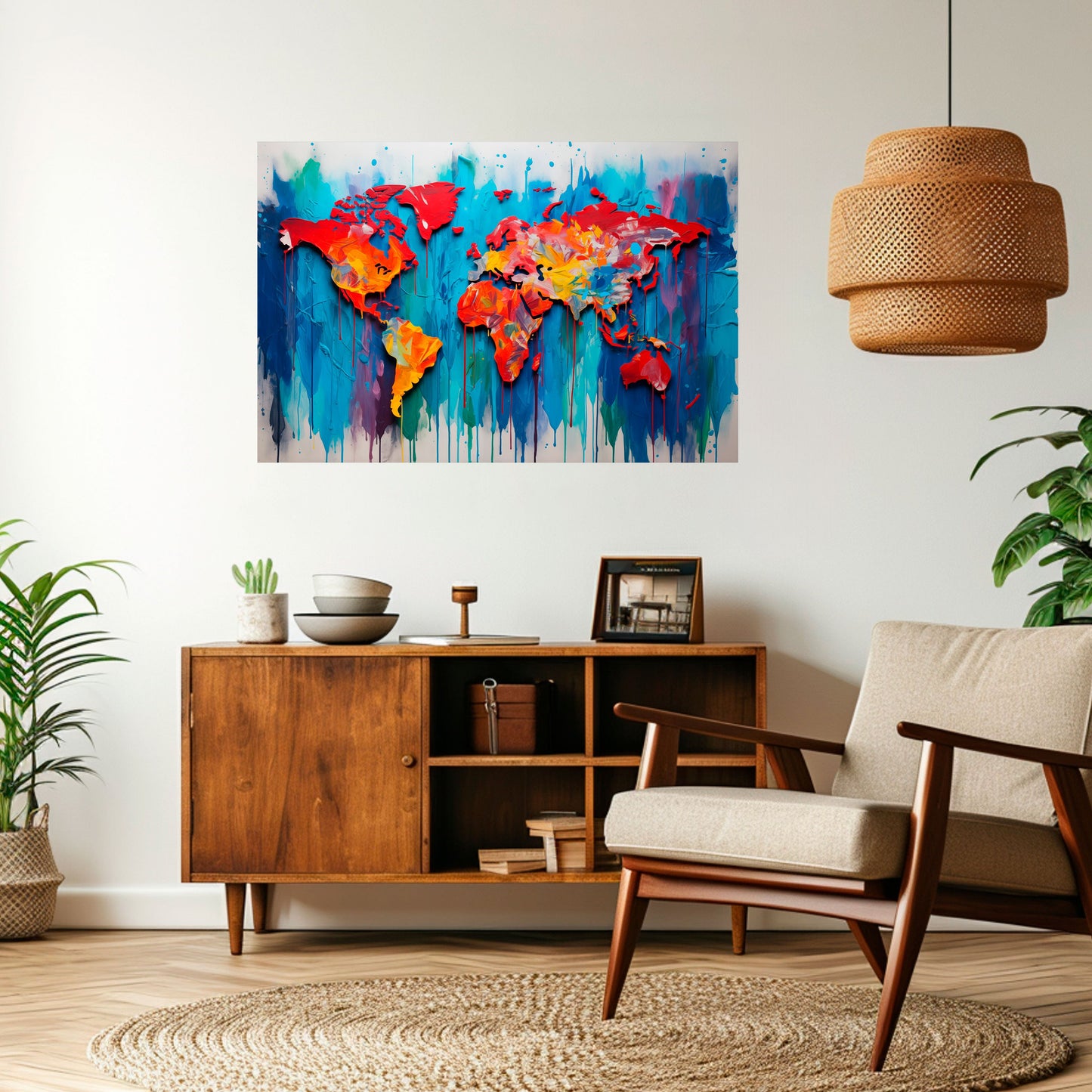 COLORFUL WORLD MAP Peel and Stick Horizontal Poster