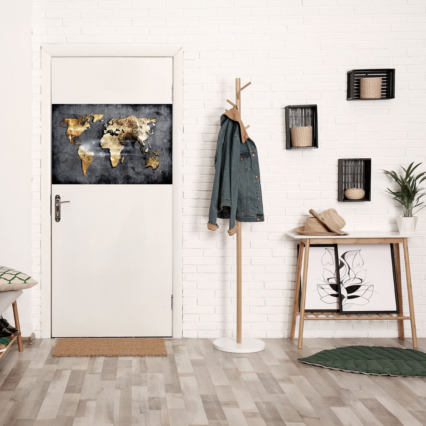 SHIMMERING EARTH MAP Peel and Stick Horizontal Poster