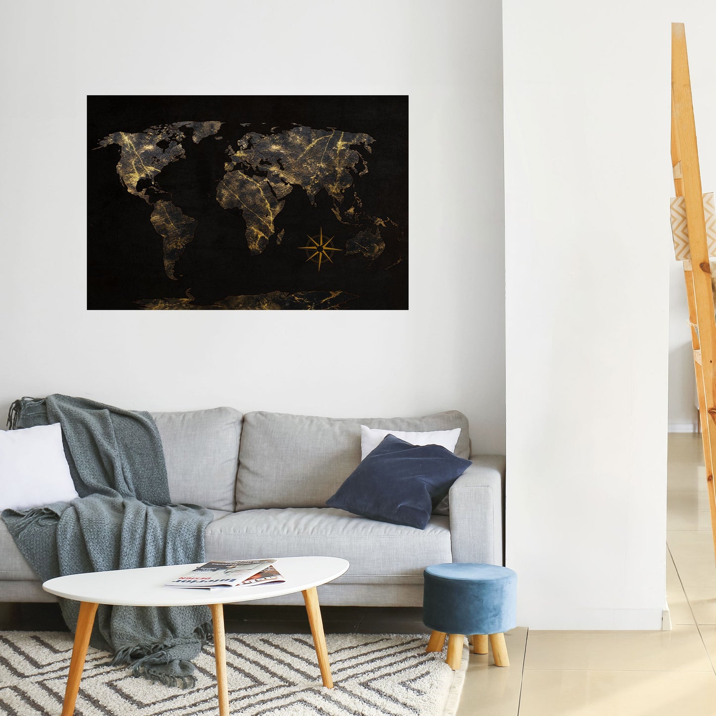 GOLDEN GEOGRAPHY horisontell affisch med självhäftande motiv
