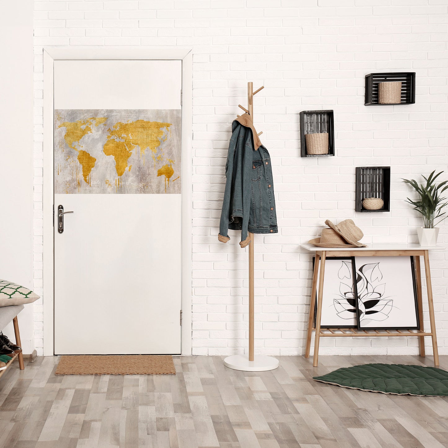 METALLIC WORLDVIEW MAP Peel and Stick Horizontal Poster