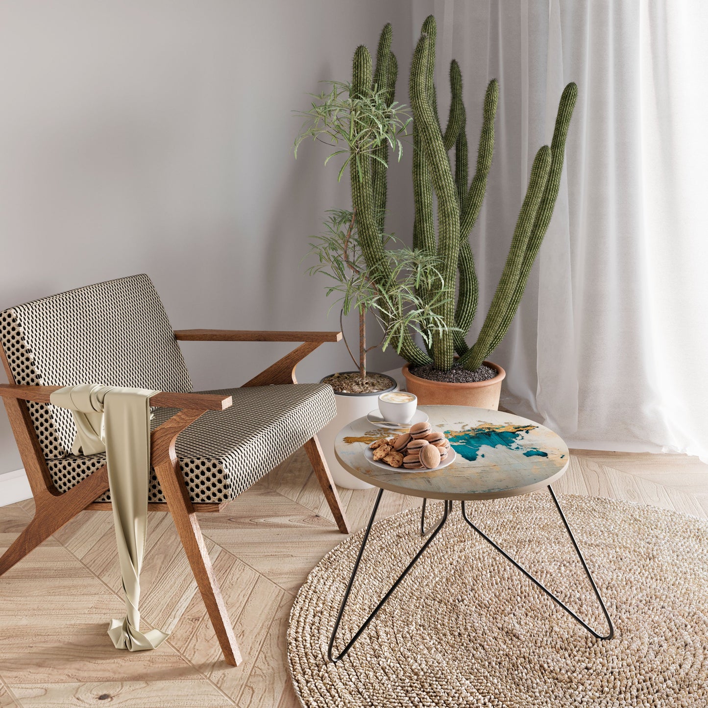 AZURE GILDED MAP Coffee Table 60