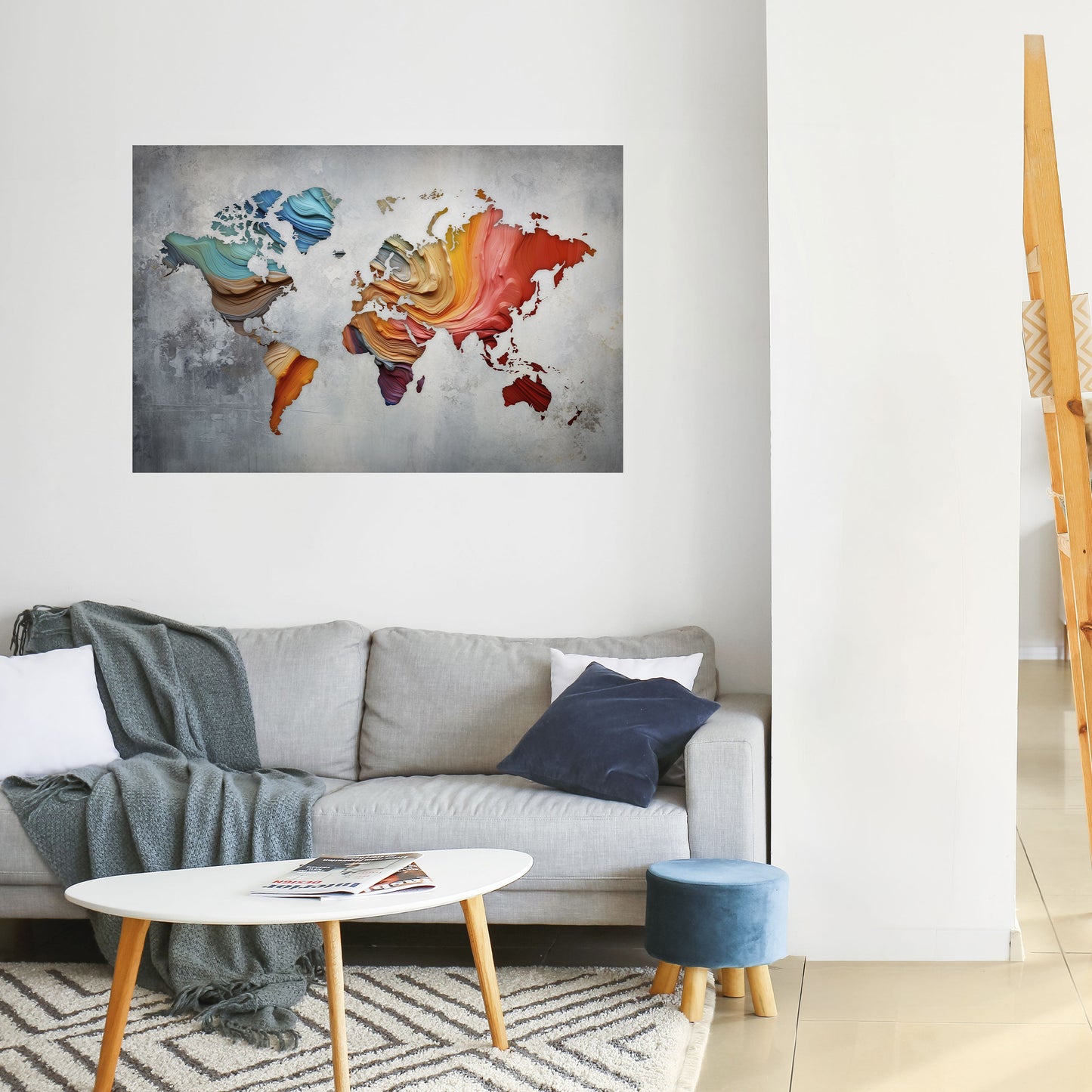 PAINTED CONTINENTS Peel and Stick Horizontal Poster