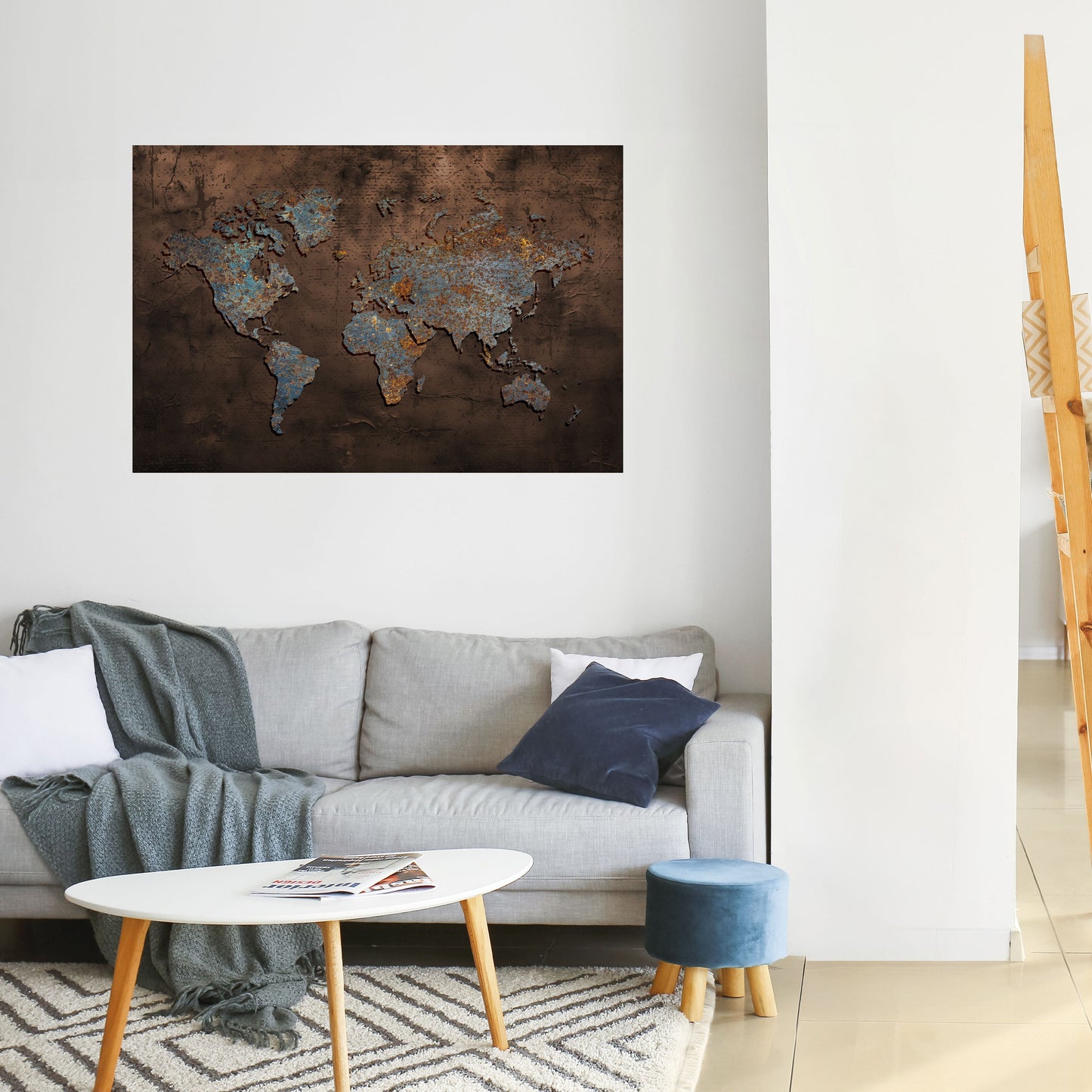 METALLIC MAP OF MEMORIES Peel and Stick Horizontal Poster