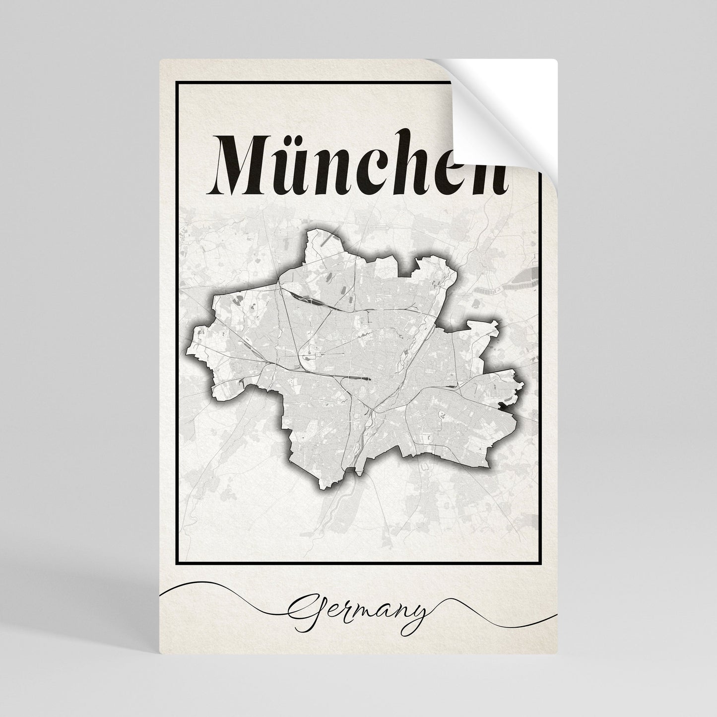 MONOCHROME MÜNCHEN vertikal poster med självhäftande tryck