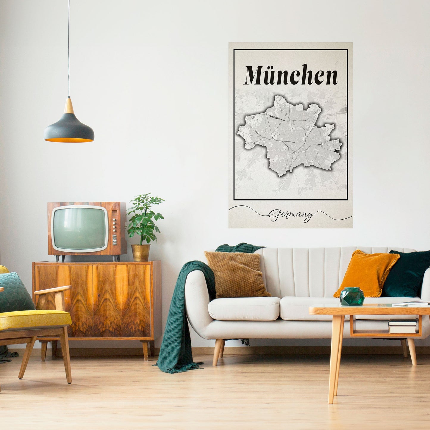MONOCHROME MÜNCHEN vertikal poster med självhäftande tryck