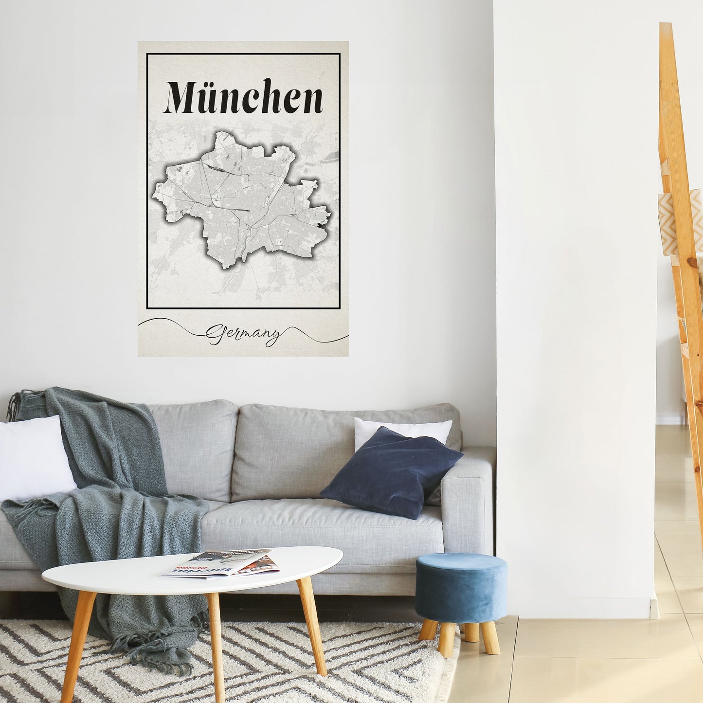 MONOCHROME MÜNCHEN vertikal poster med självhäftande tryck