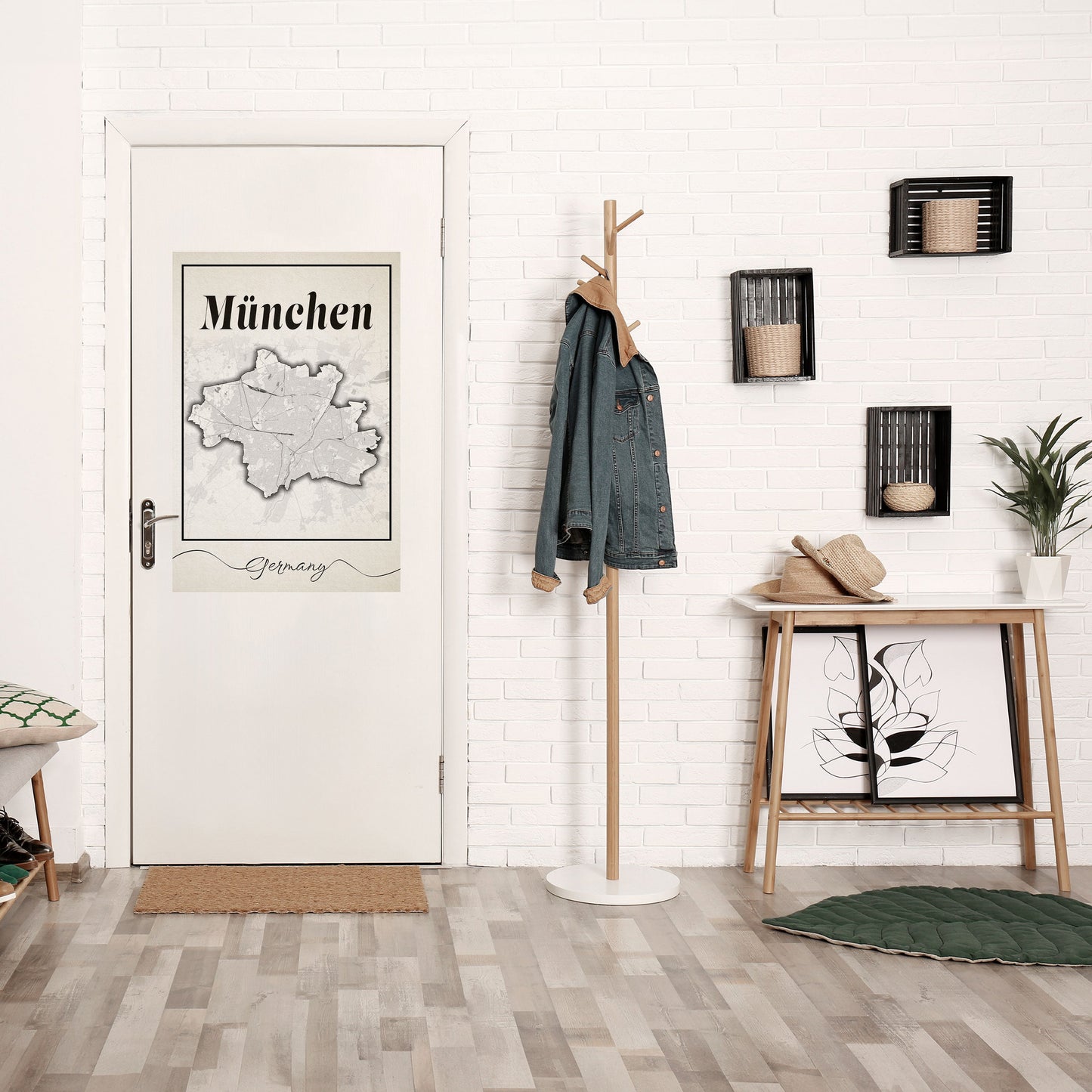 MONOCHROME MÜNCHEN vertikal poster med självhäftande tryck