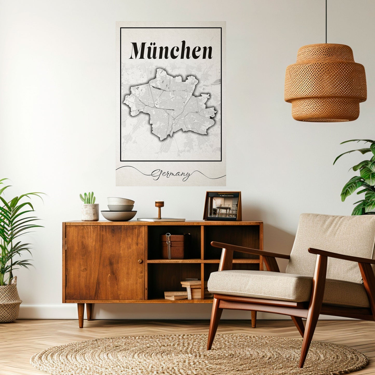 MONOCHROME MÜNCHEN vertikal poster med självhäftande tryck