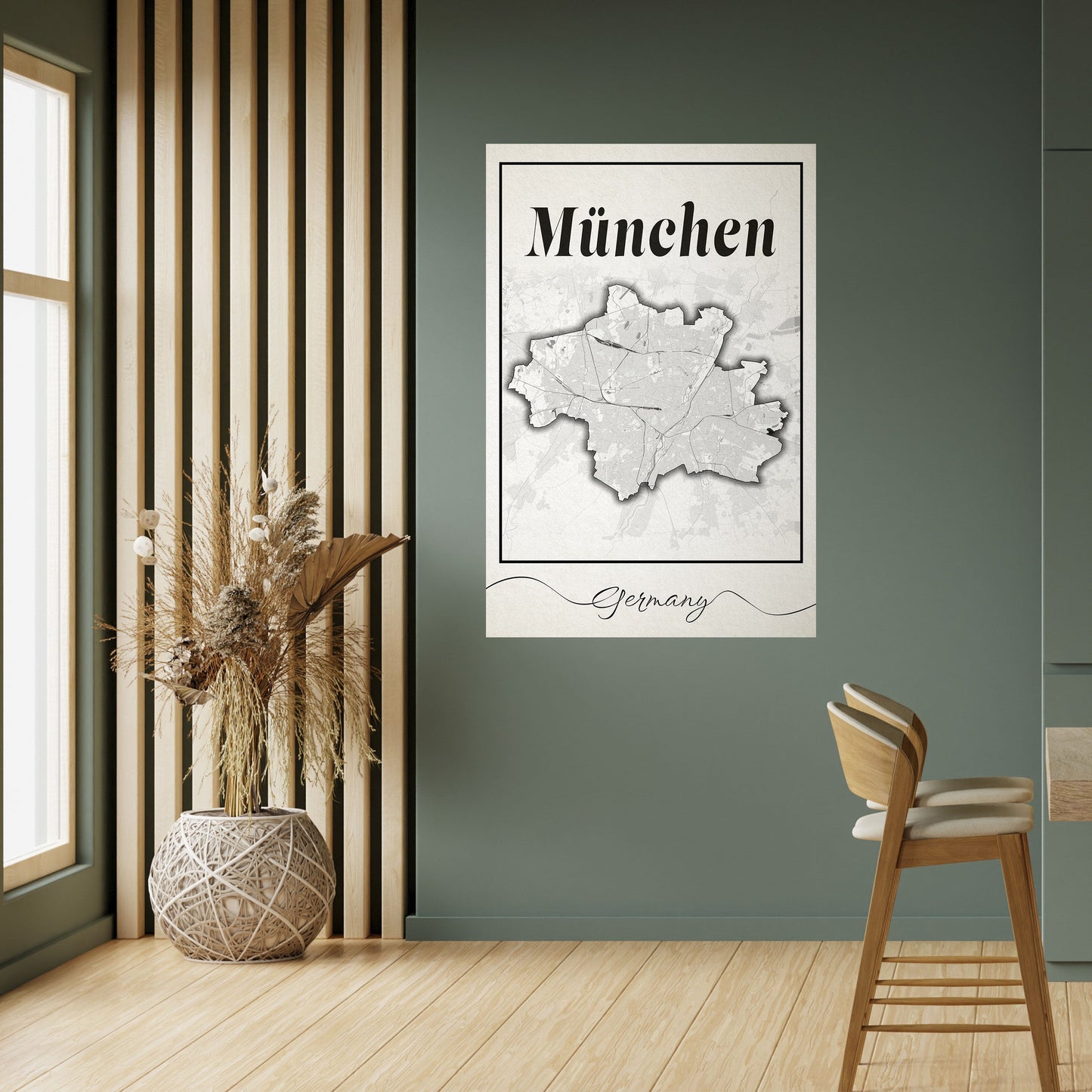 MONOCHROME MÜNCHEN vertikal poster med självhäftande tryck