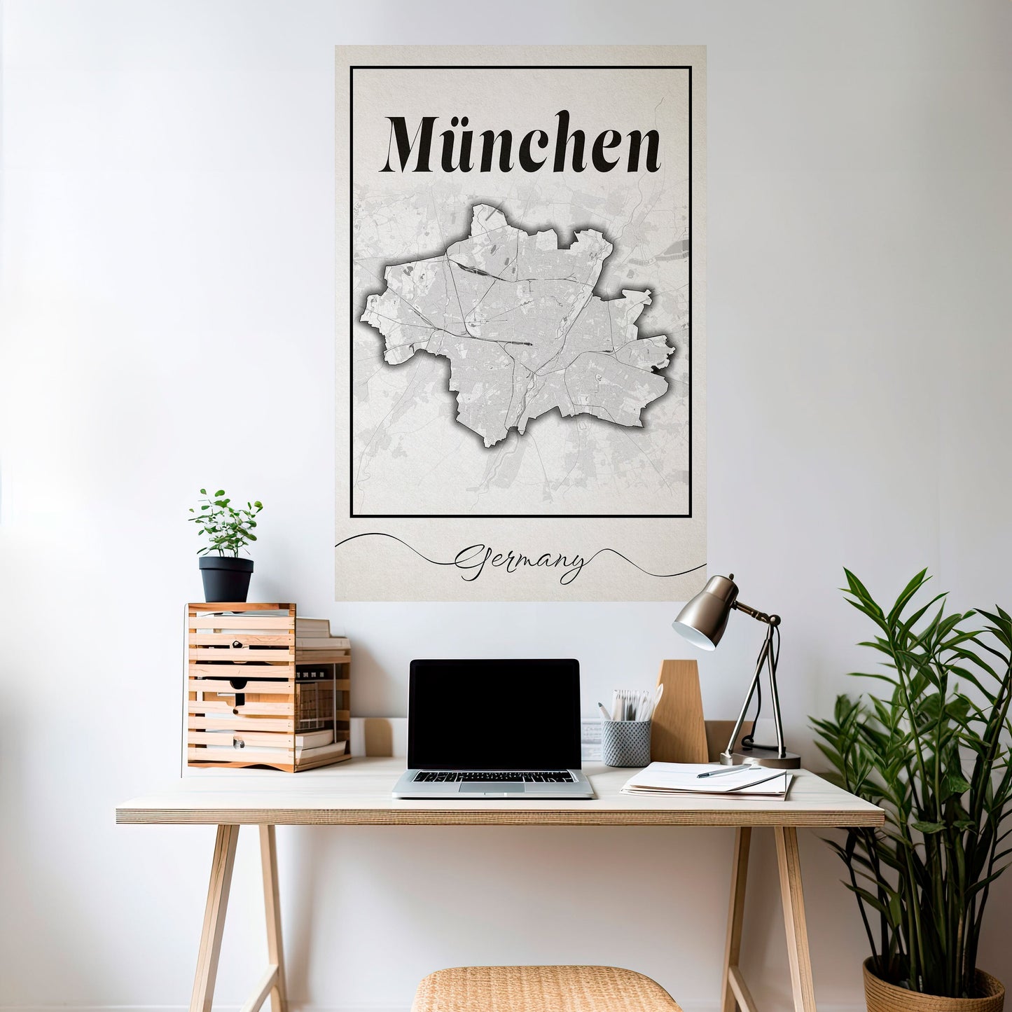 MONOCHROME MÜNCHEN vertikal poster med självhäftande tryck