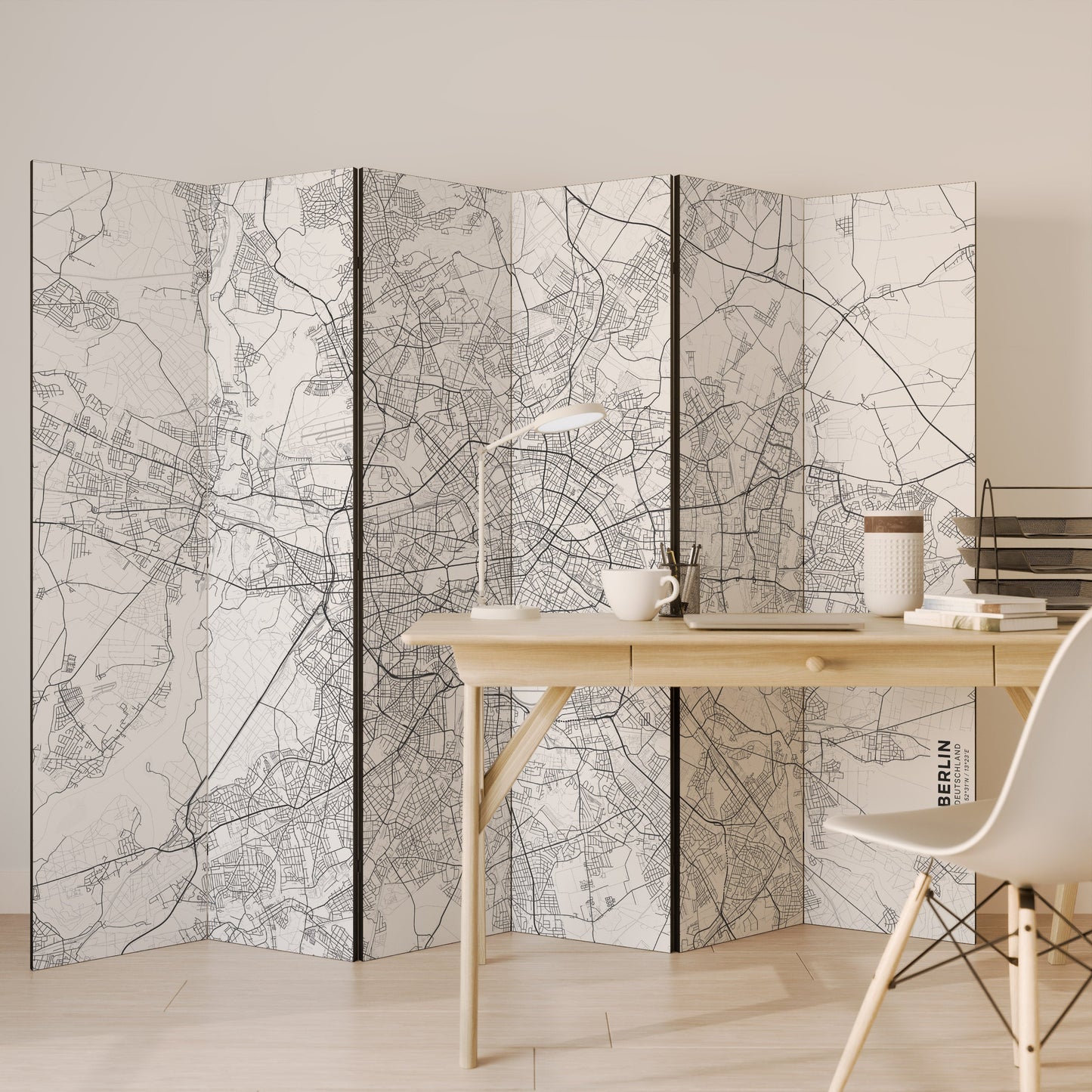 BERLIN PLAN Decorative 6-Panel Room Divider