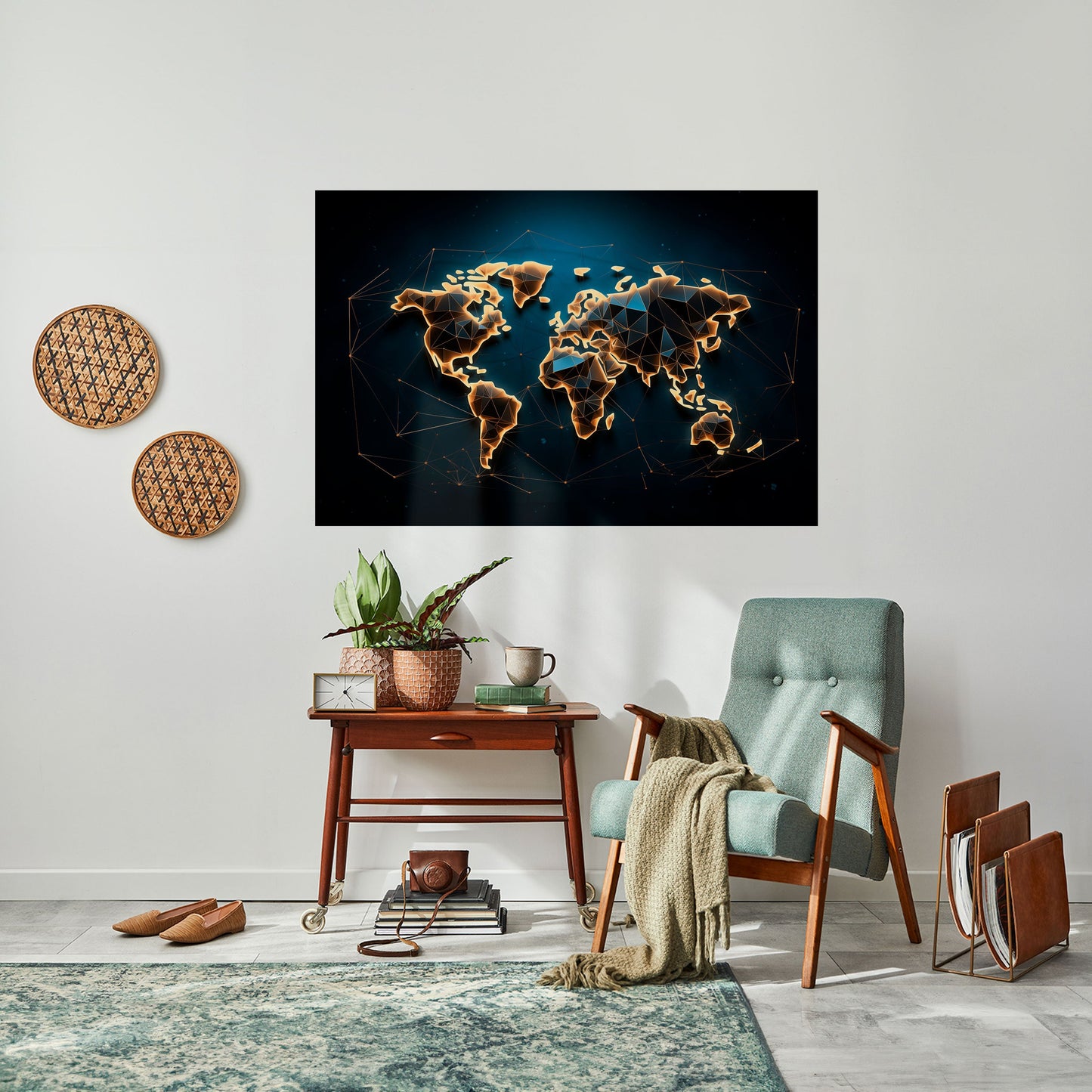 POLYGONAL PLANET Horisontell affisch med självhäftande motiv
