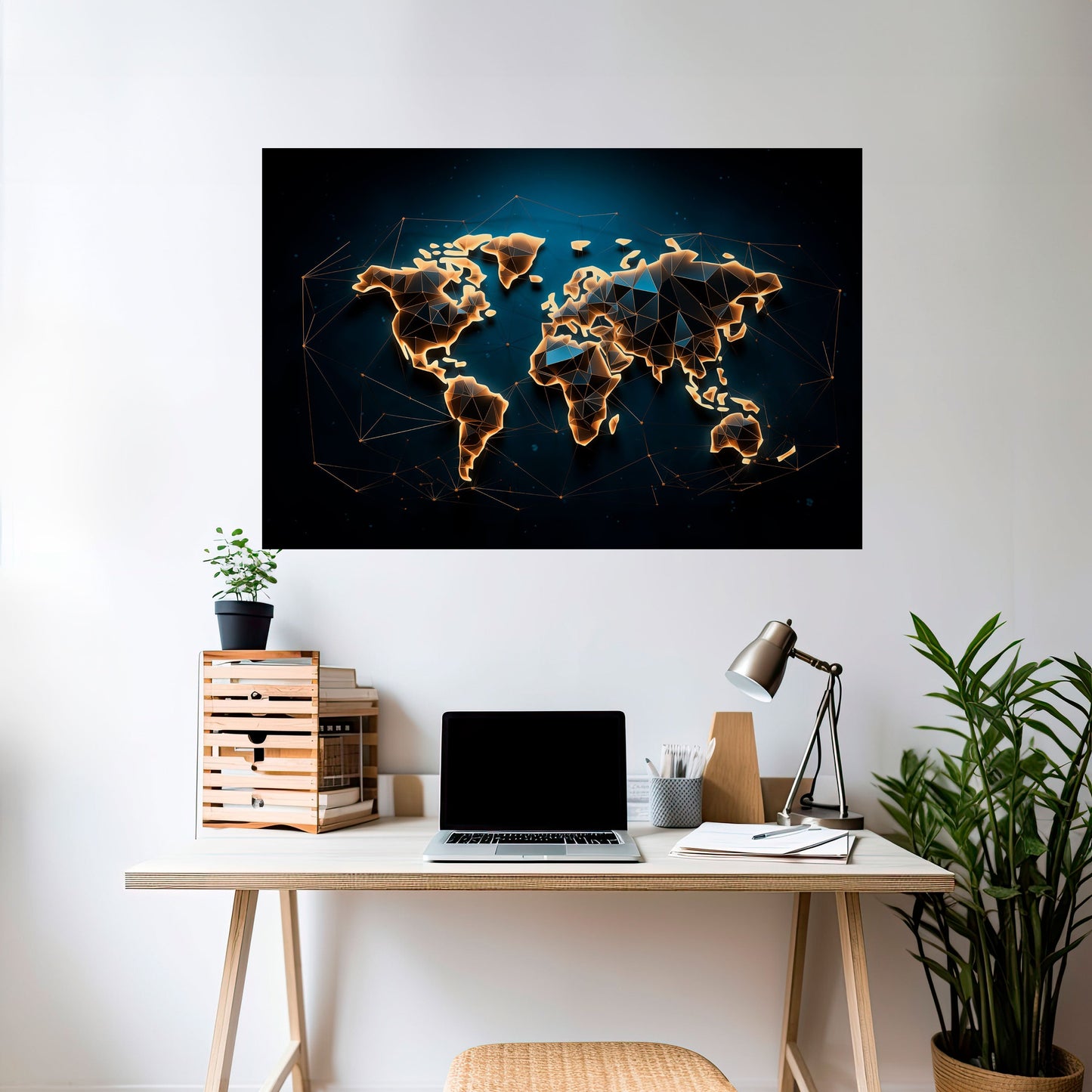 POLYGONAL PLANET Horisontell affisch med självhäftande motiv