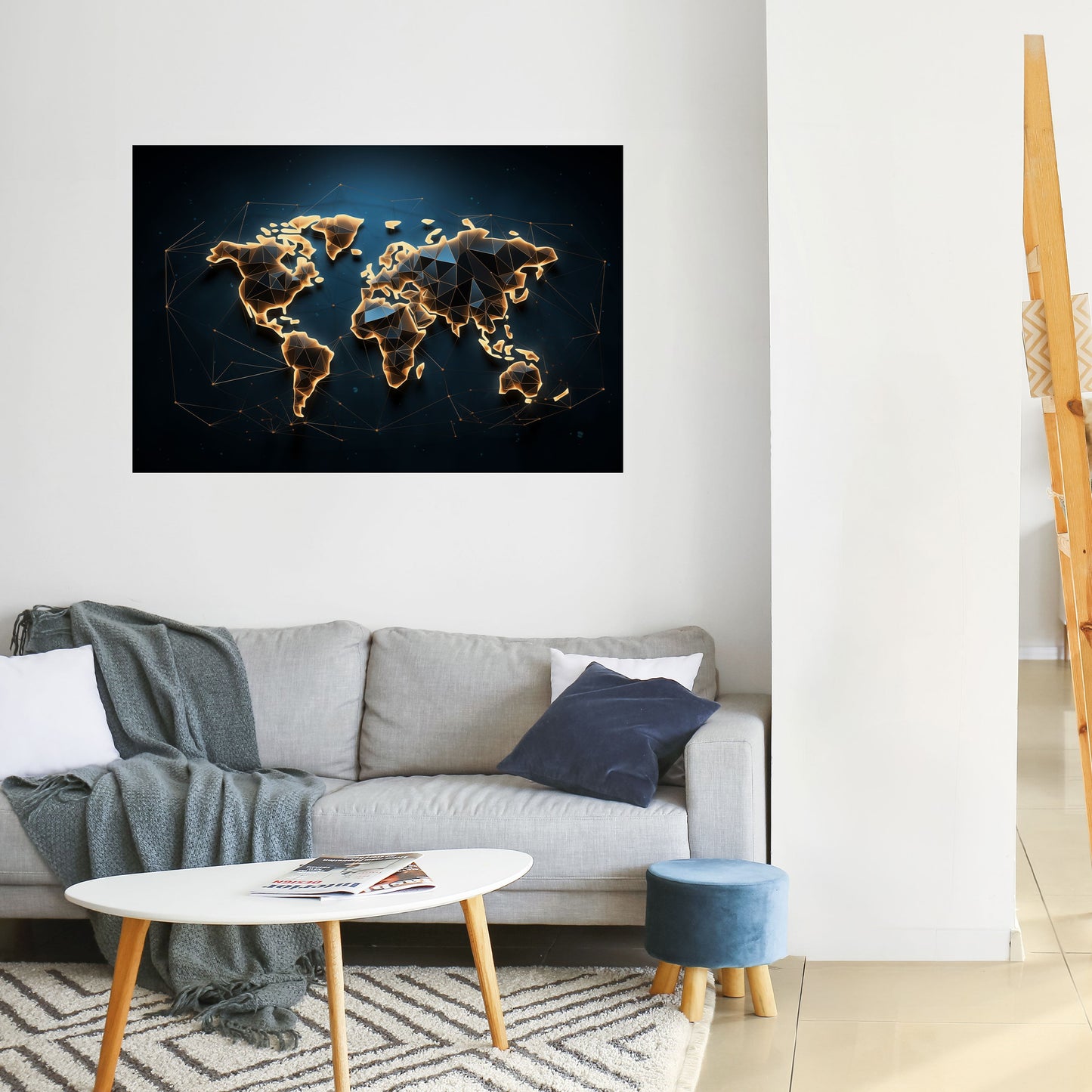 POLYGONAL PLANET Horisontell affisch med självhäftande motiv