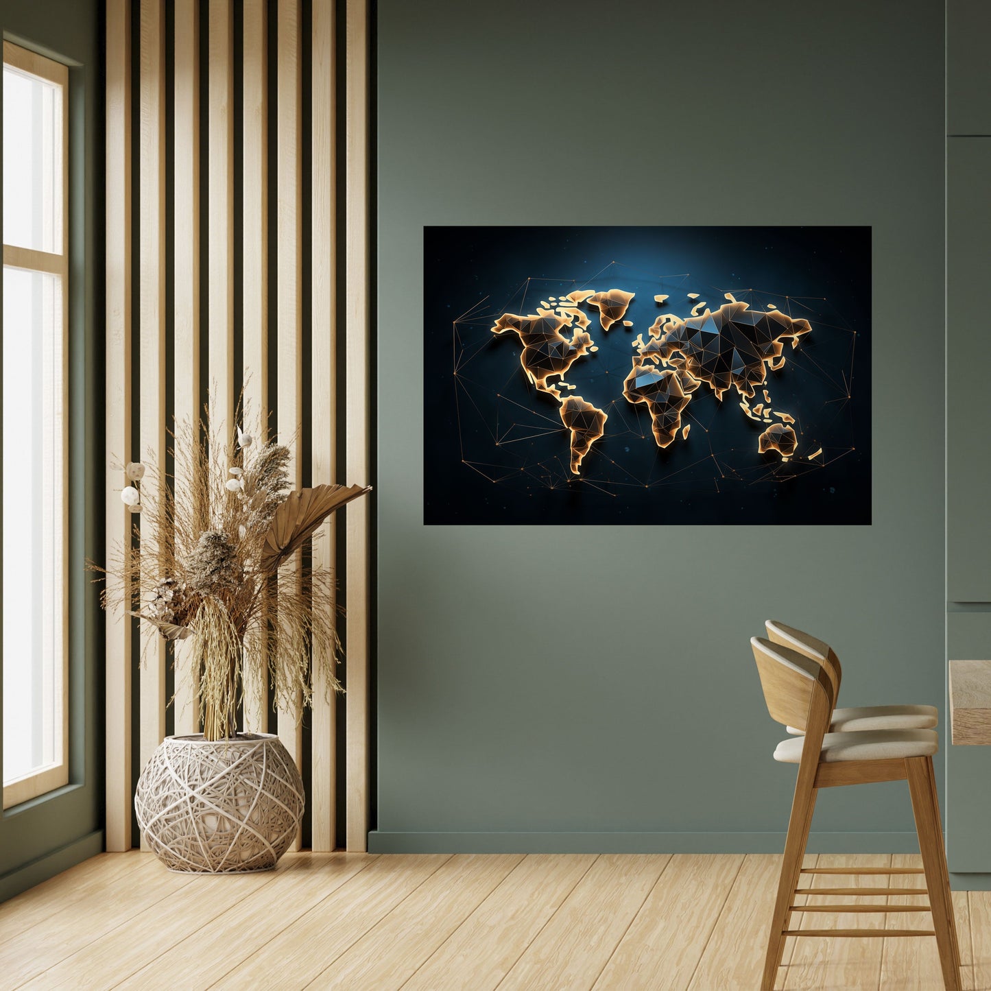 POLYGONAL PLANET Horisontell affisch med självhäftande motiv