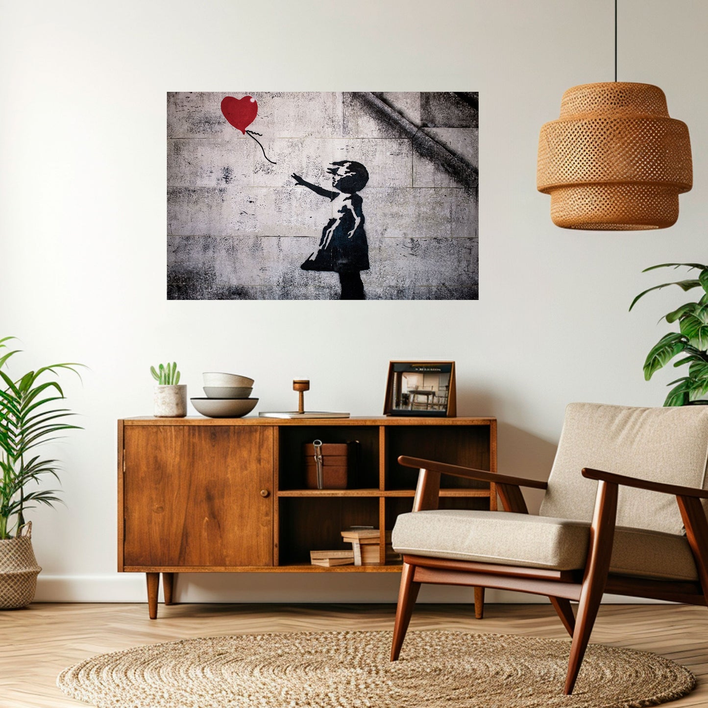 BALLONGFLICKAN (BANKSY) Horisontell affisch med självhäftande motiv
