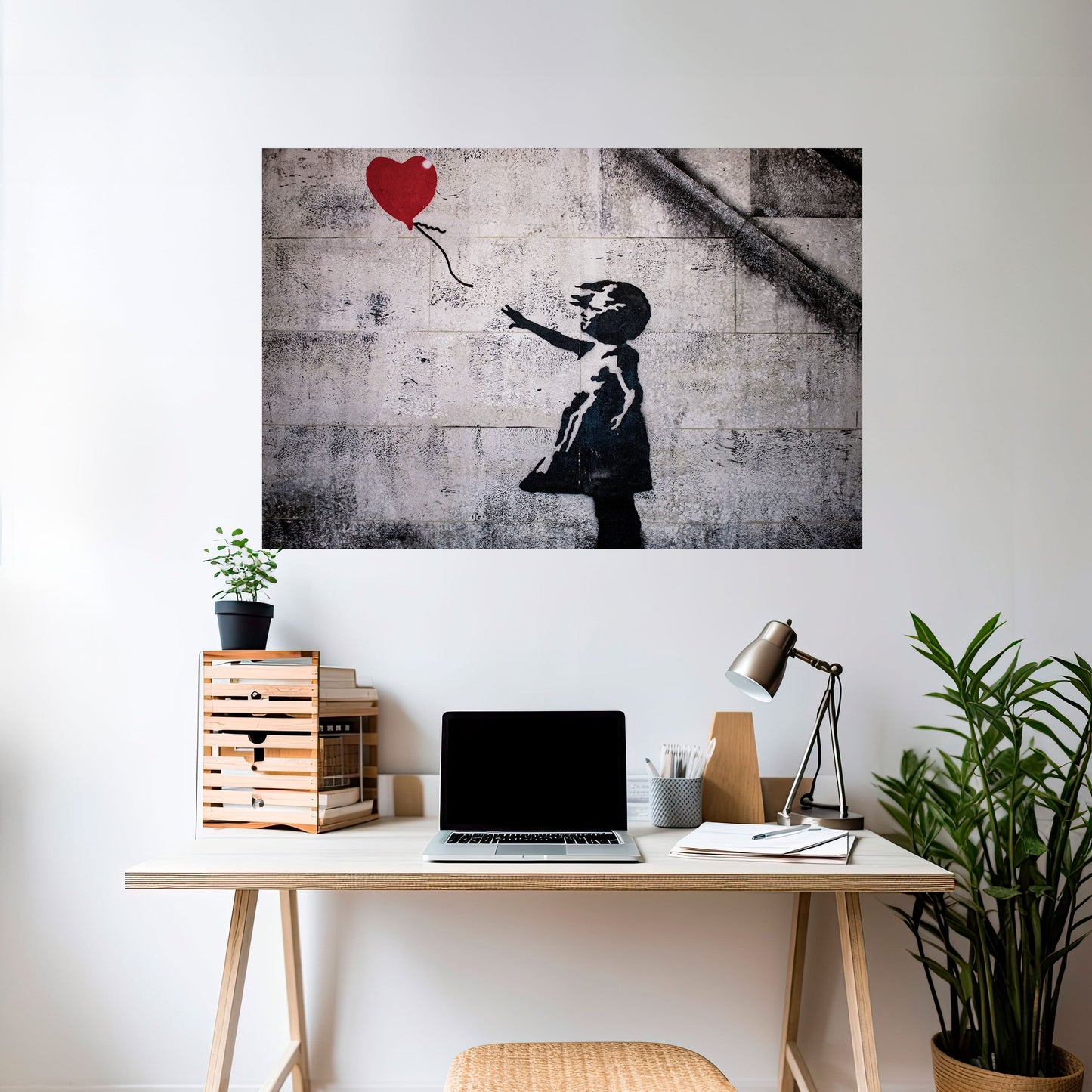 BALLONGFLICKAN (BANKSY) Horisontell affisch med självhäftande motiv