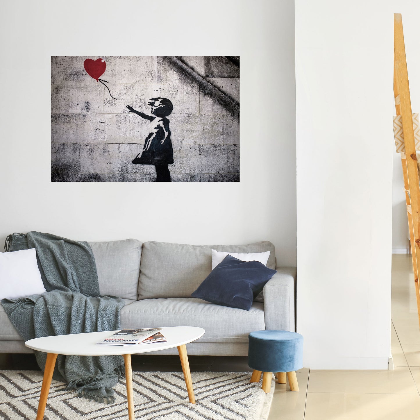 BALLONGFLICKAN (BANKSY) Horisontell affisch med självhäftande motiv