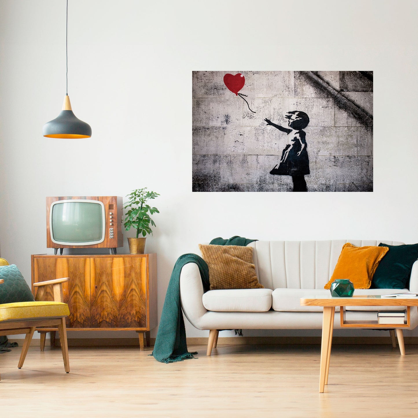 BALLONGFLICKAN (BANKSY) Horisontell affisch med självhäftande motiv