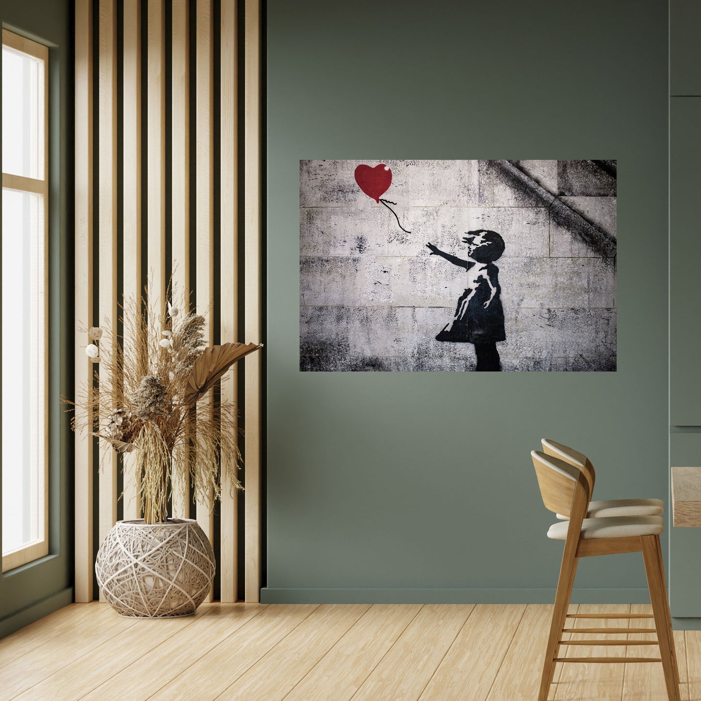 BALLONGFLICKAN (BANKSY) Horisontell affisch med självhäftande motiv