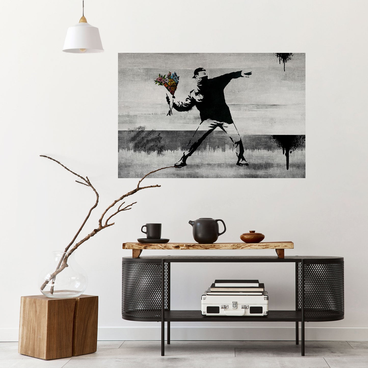 FLOWER BOMBER (BANKSY) Horisontell poster med självhäftande motiv