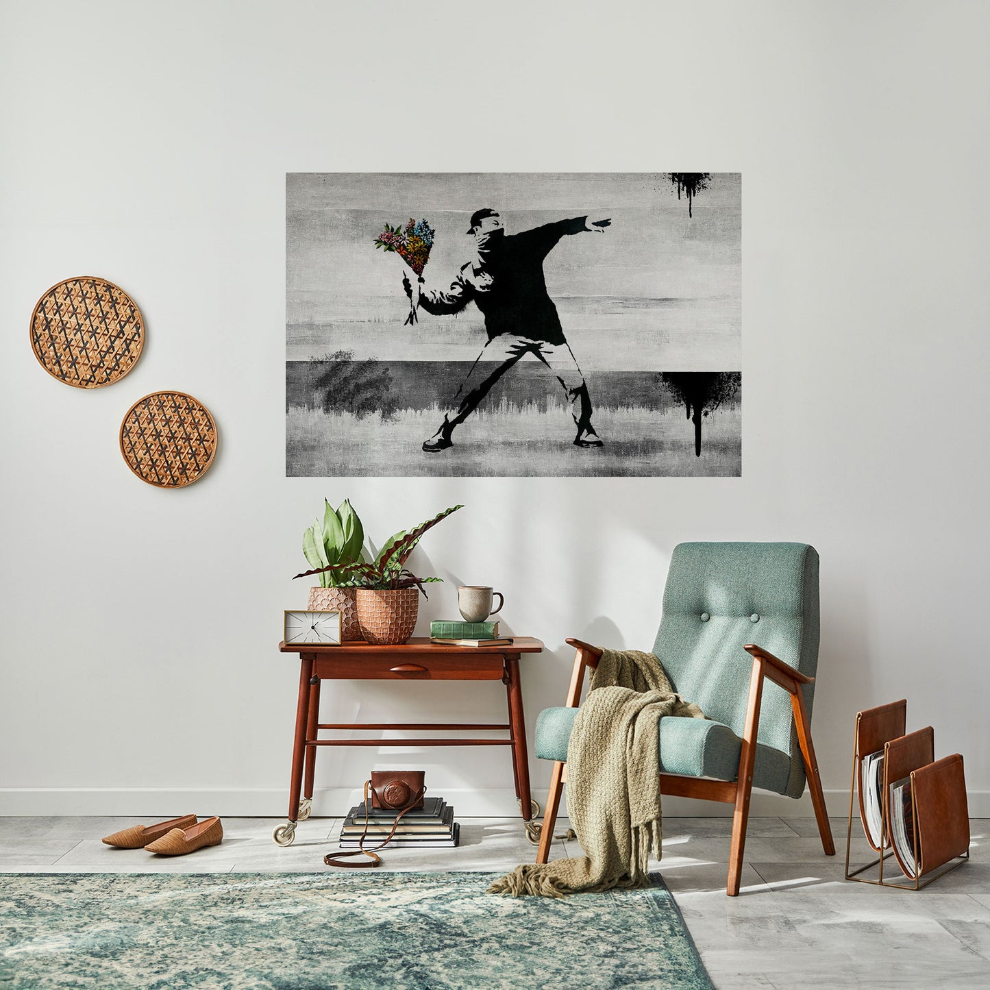 FLOWER BOMBER (BANKSY) Horisontell poster med självhäftande motiv