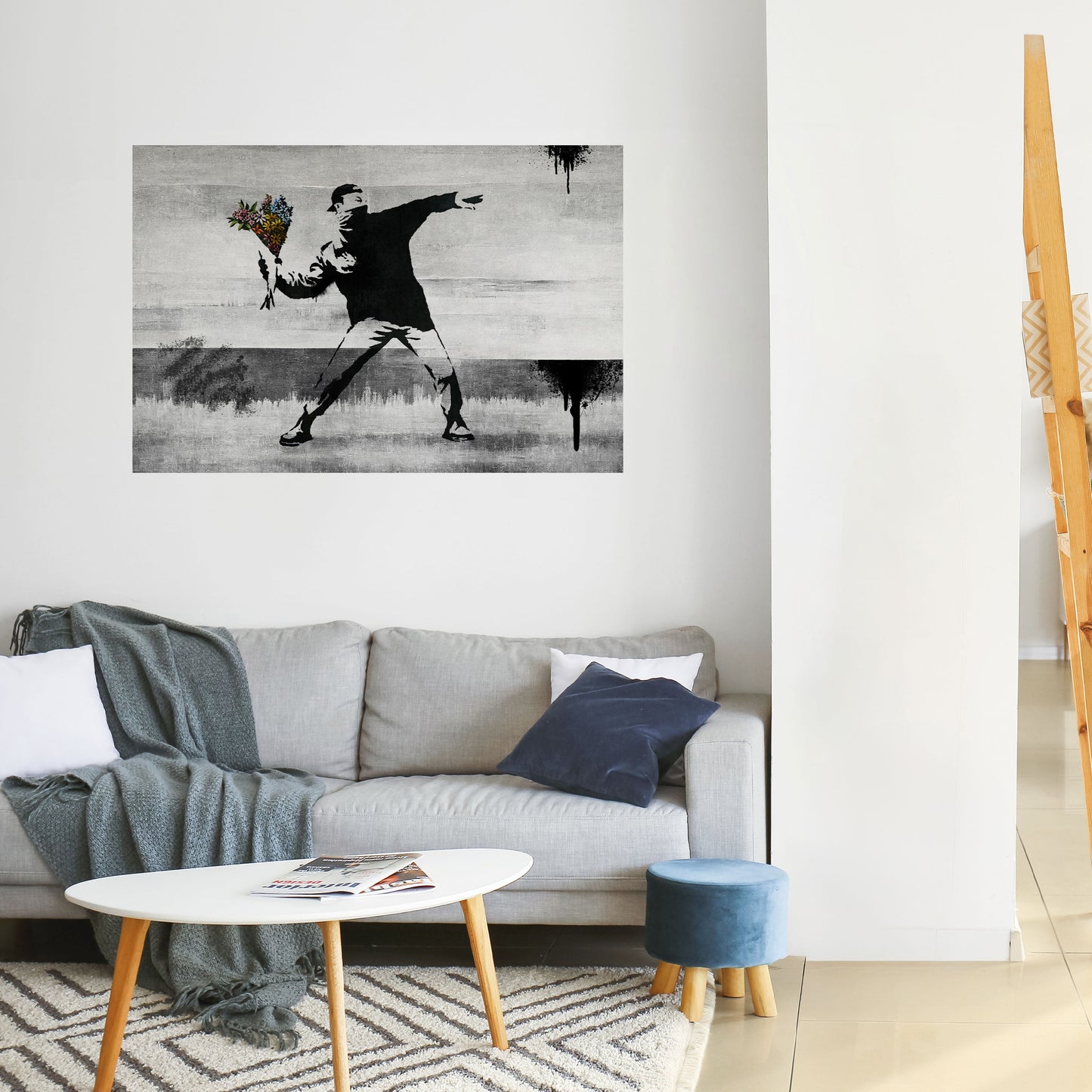 FLOWER BOMBER (BANKSY) Horisontell poster med självhäftande motiv