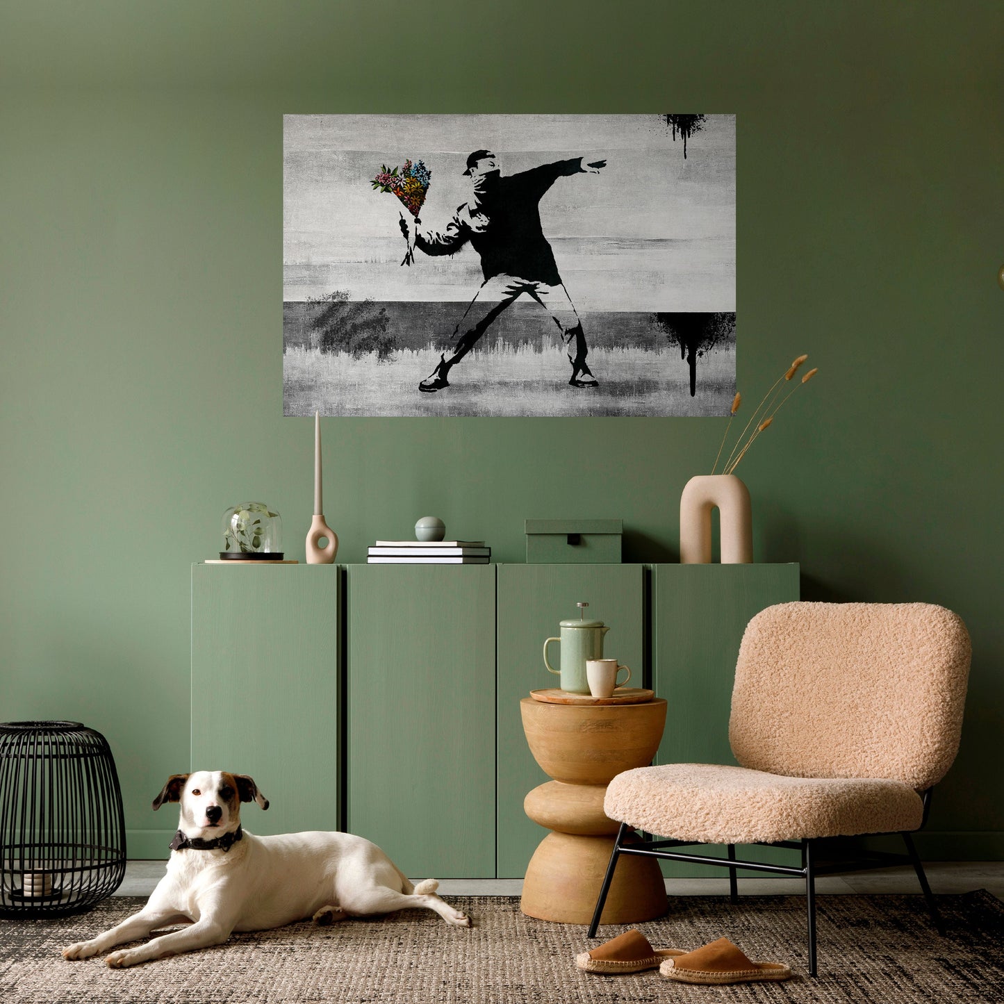FLOWER BOMBER (BANKSY) Horisontell poster med självhäftande motiv