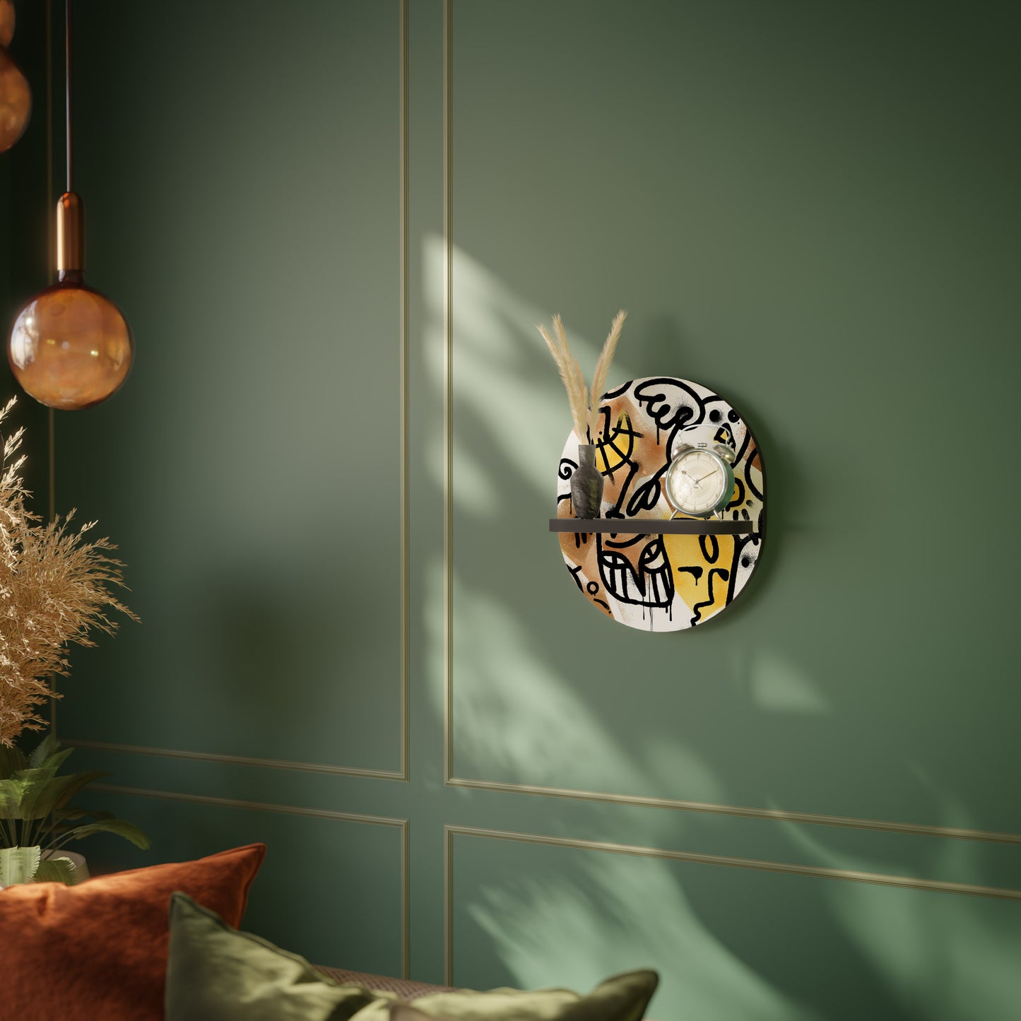 URBAN CANVAS Oval Art Shelf In Black Finish
