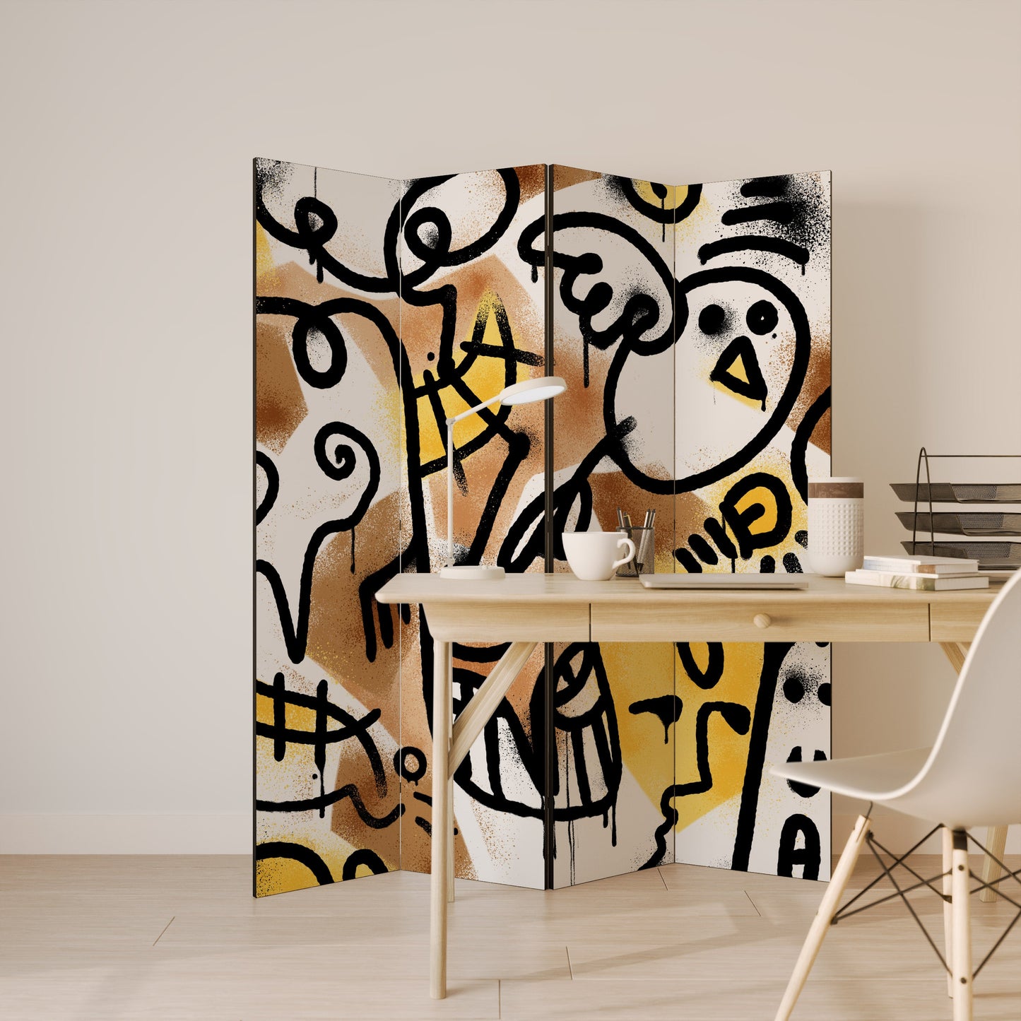 URBAN CANVAS Dekorativ rumsavdelare med 4 paneler