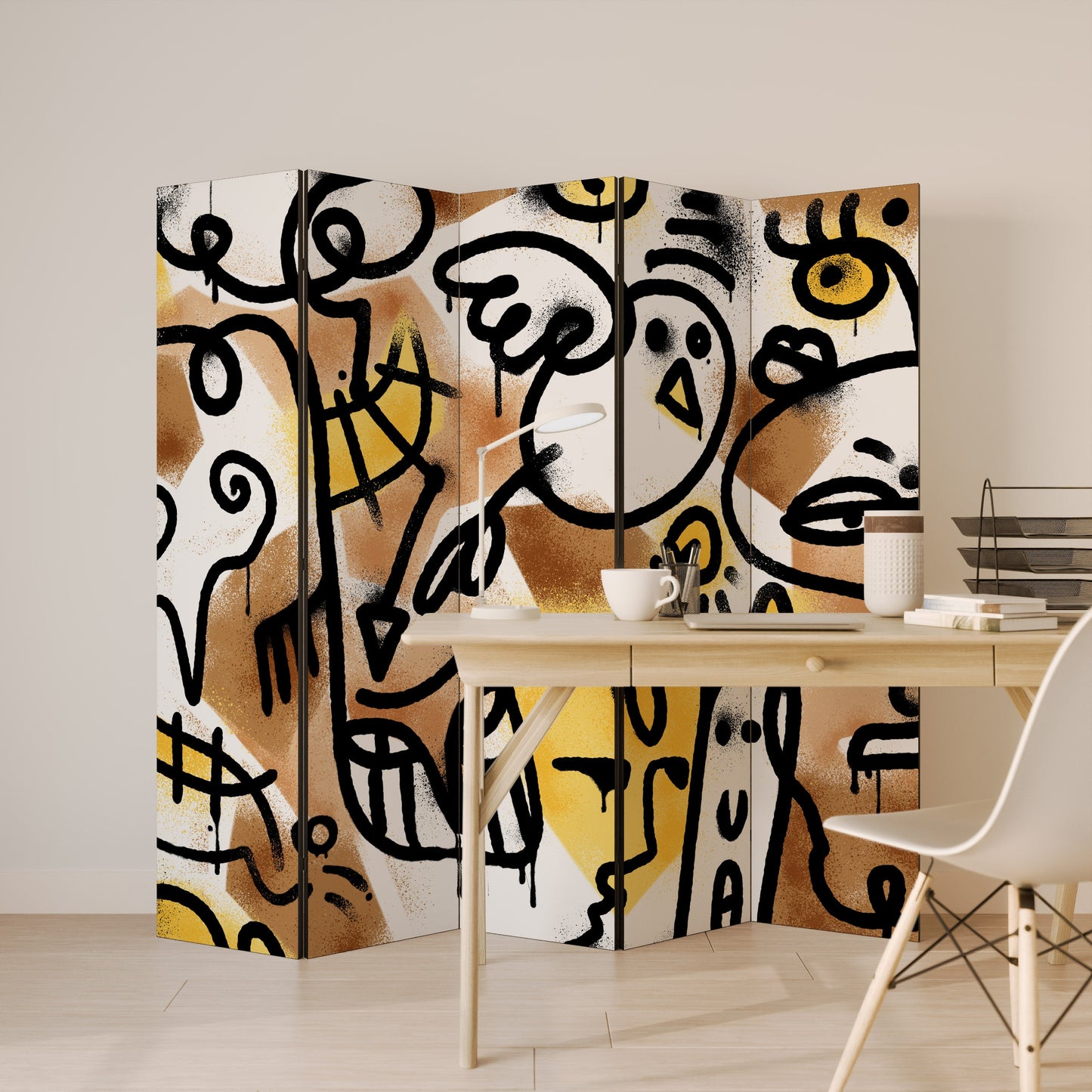 URBAN CANVAS Decorative 5-Panel Room Divider