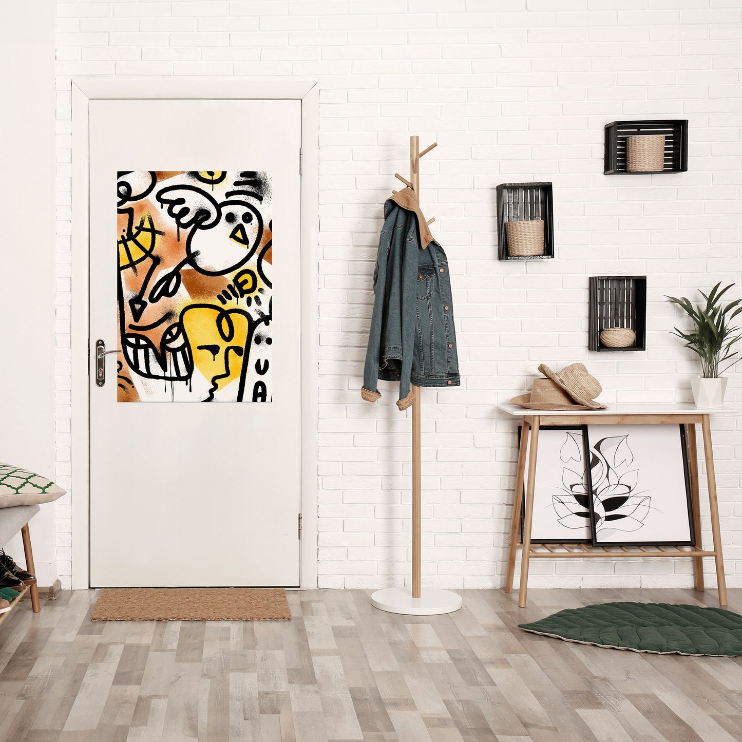 URBAN CANVAS vertikal poster med självhäftande mönster