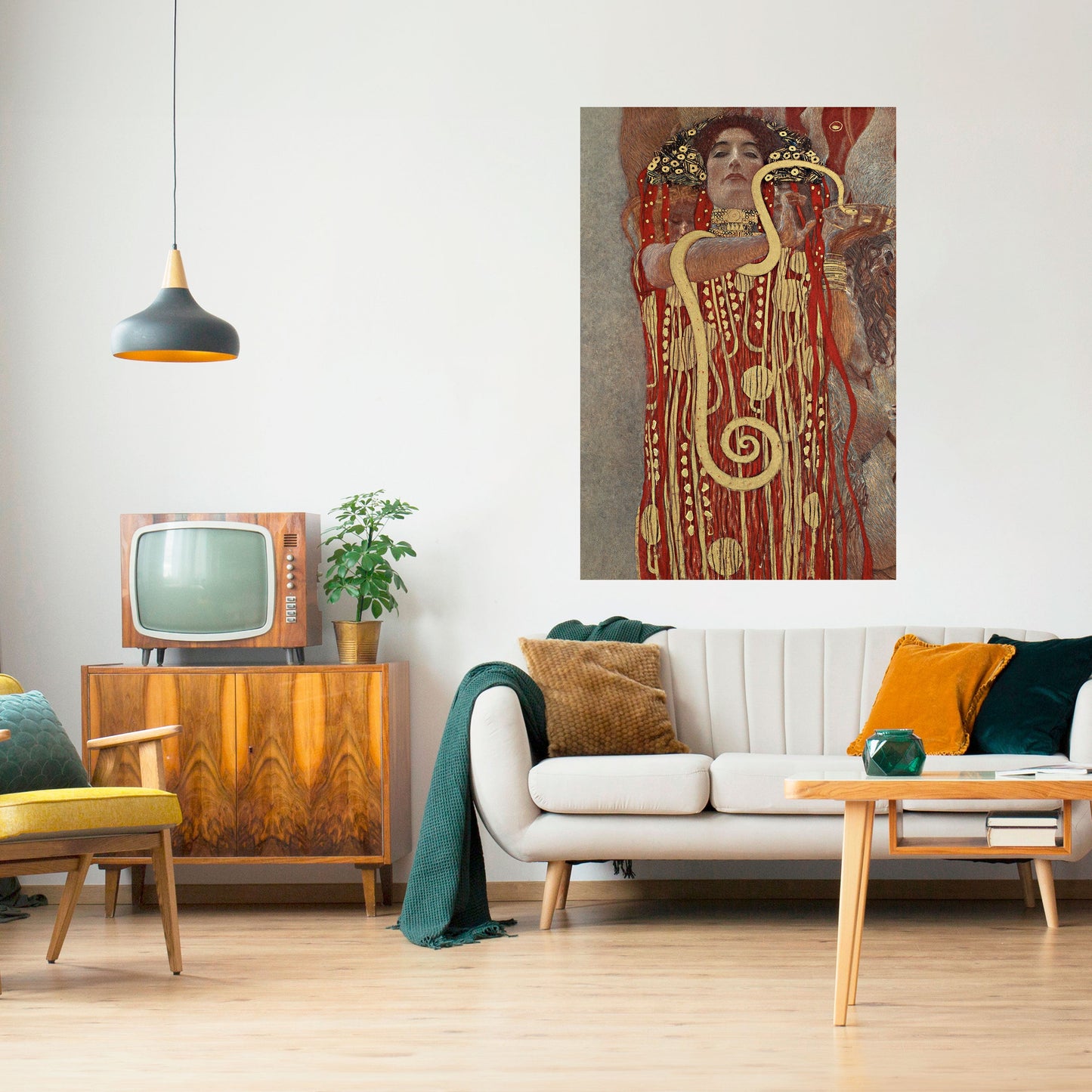 HYGIEIA AV KLIMT vertikal poster med självhäftande text