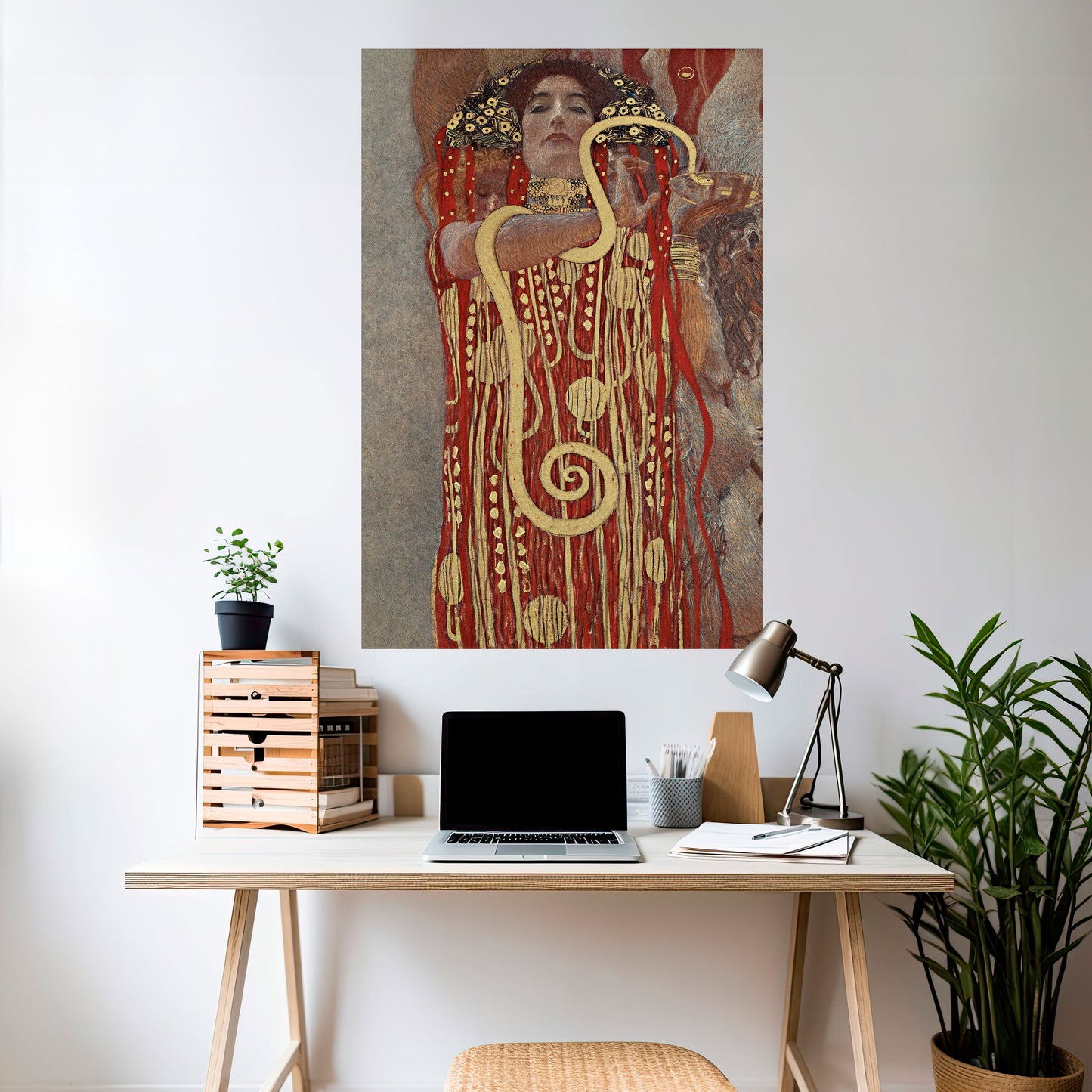 HYGIEIA AV KLIMT vertikal poster med självhäftande text