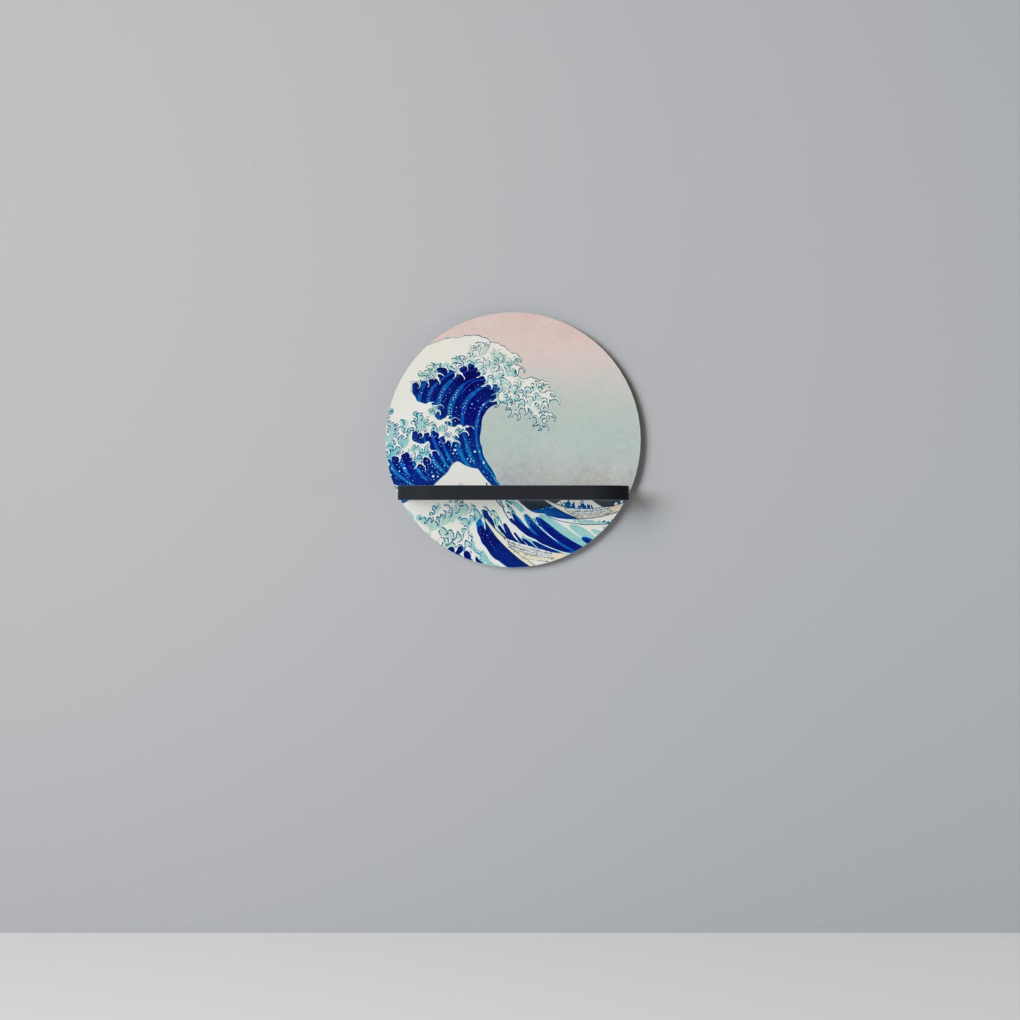 THE GREAT WAVE Runda konsthylla i svart finish