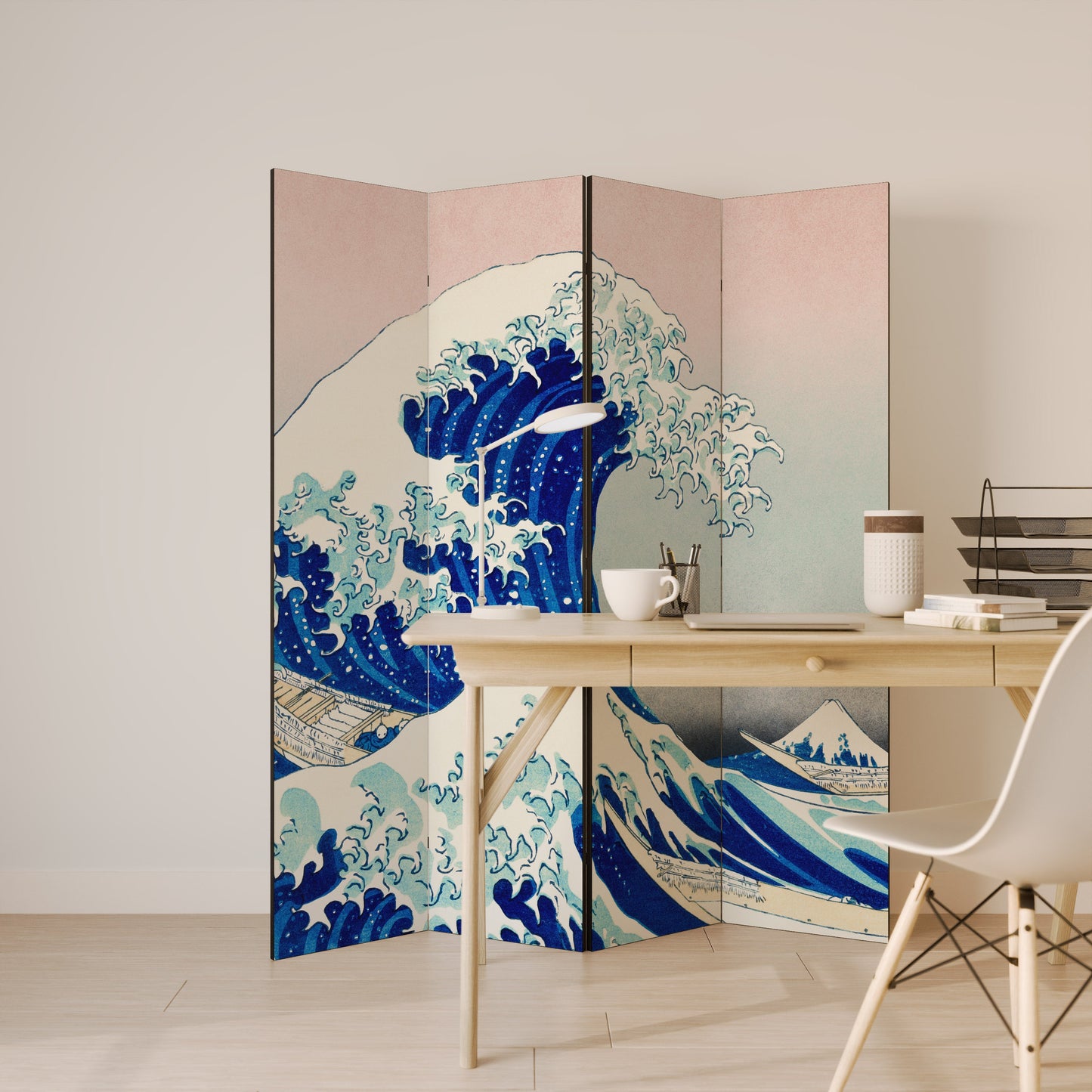 THE GREAT WAVE Dekorativ rumsavdelare med 4 paneler