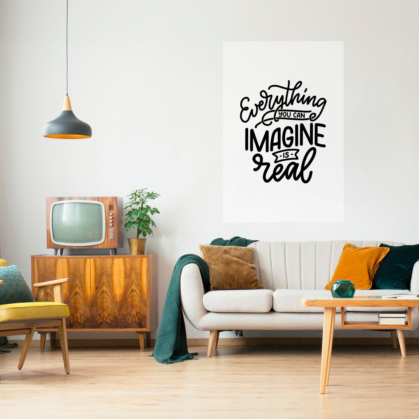 DRÖMMAR BLI VERKLIGHET Vertikal poster med självhäftande text