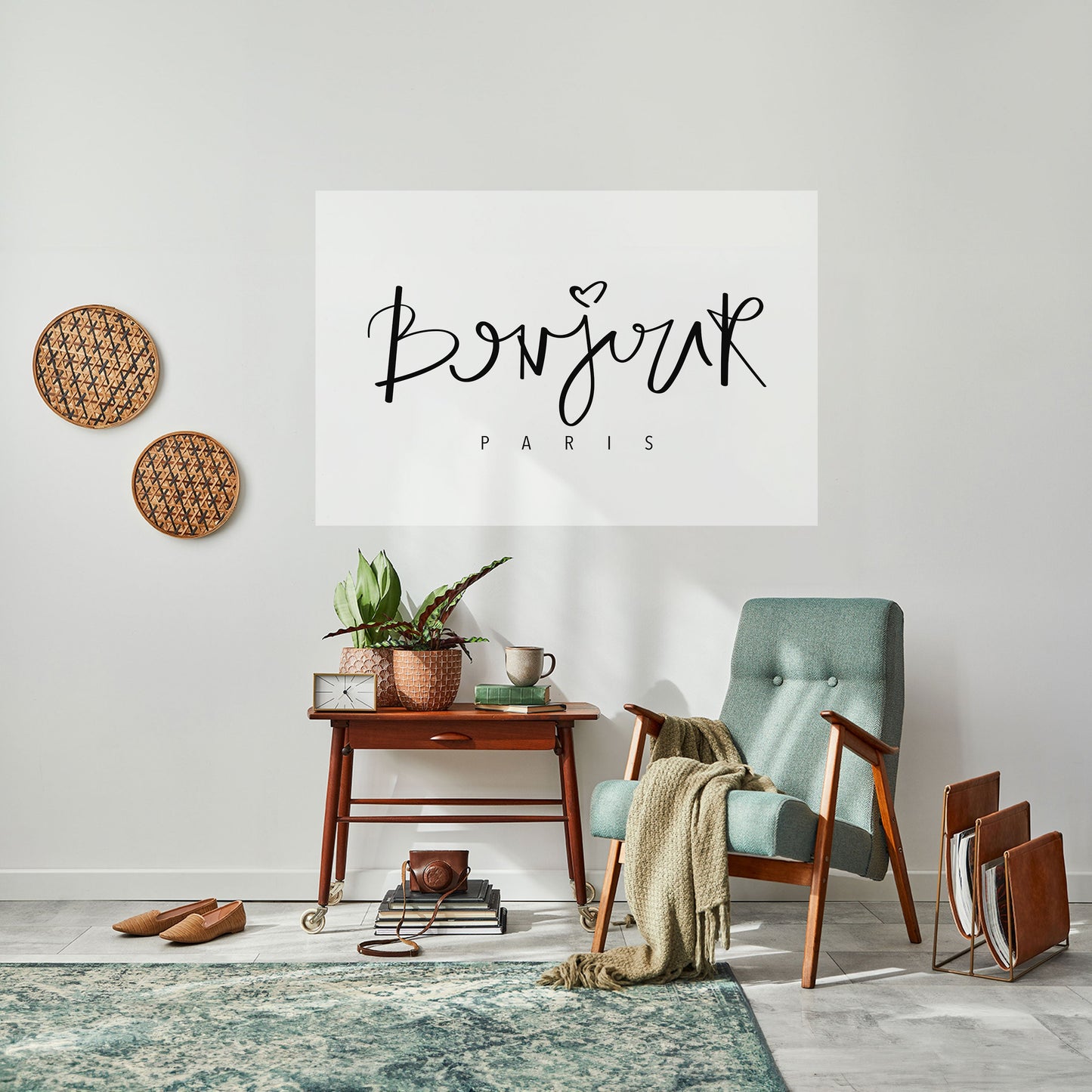 BONJOUR LOVE Peel and Stick Horizontal Poster