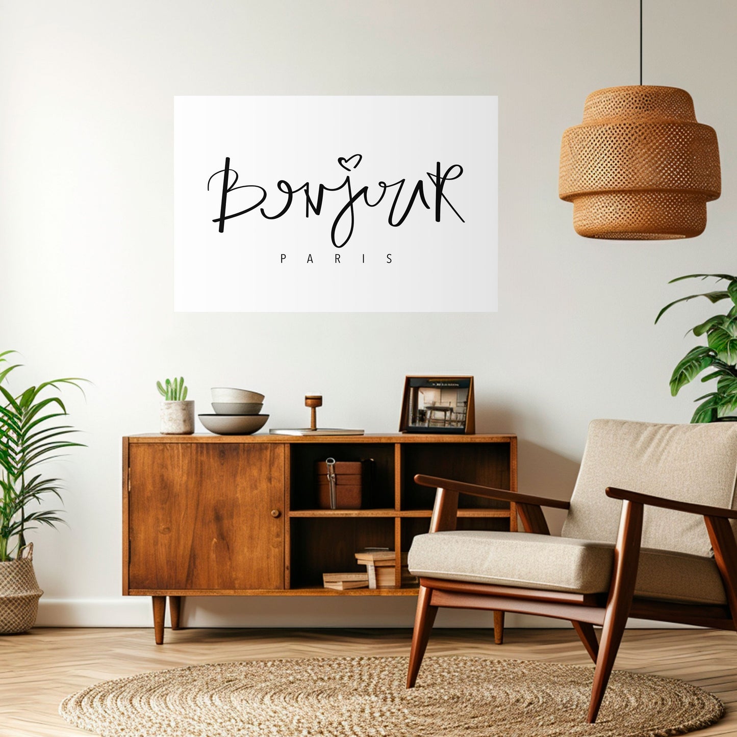 BONJOUR LOVE Peel and Stick Horizontal Poster