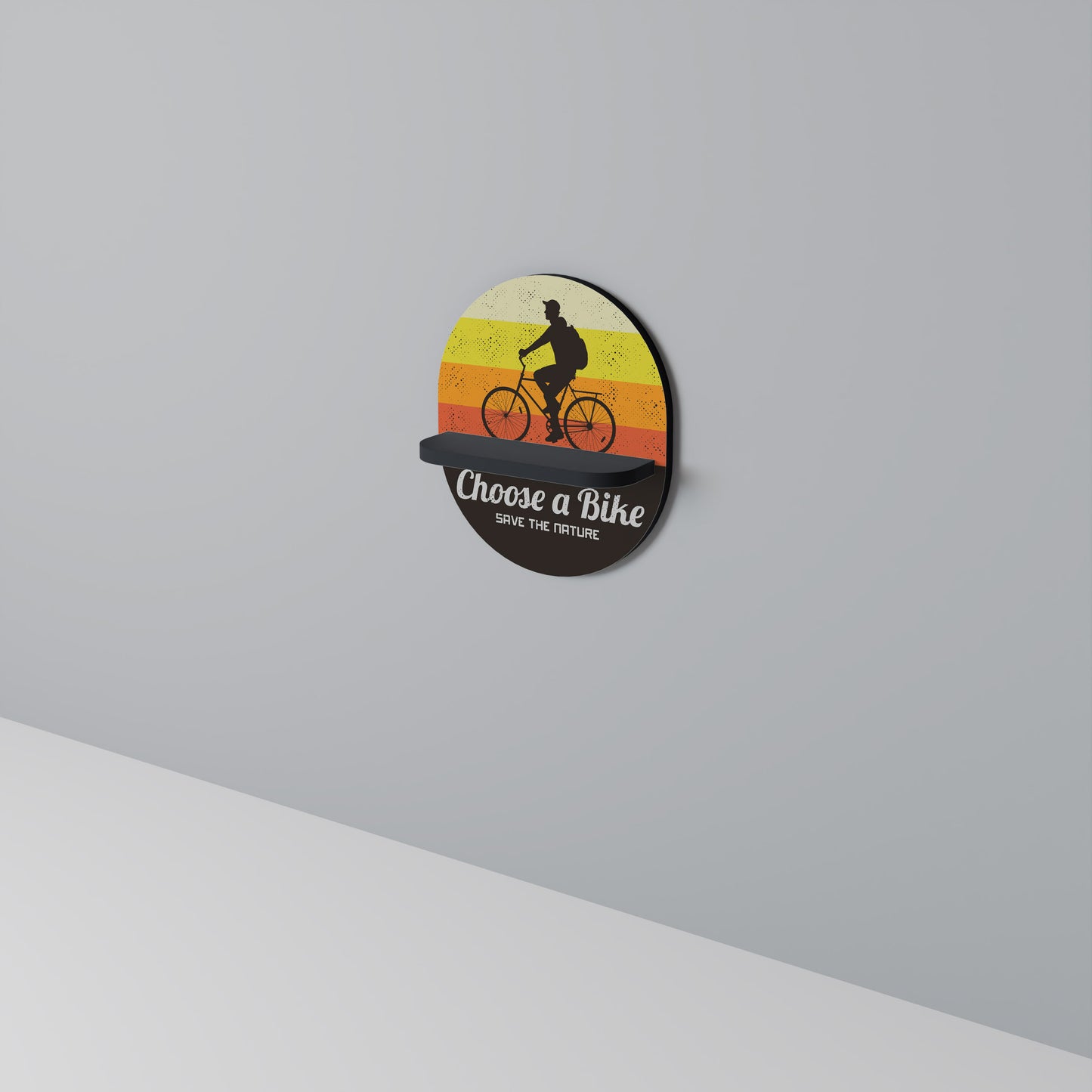 CHOOSE A BIKE Oval Art Shelf In Black Finish