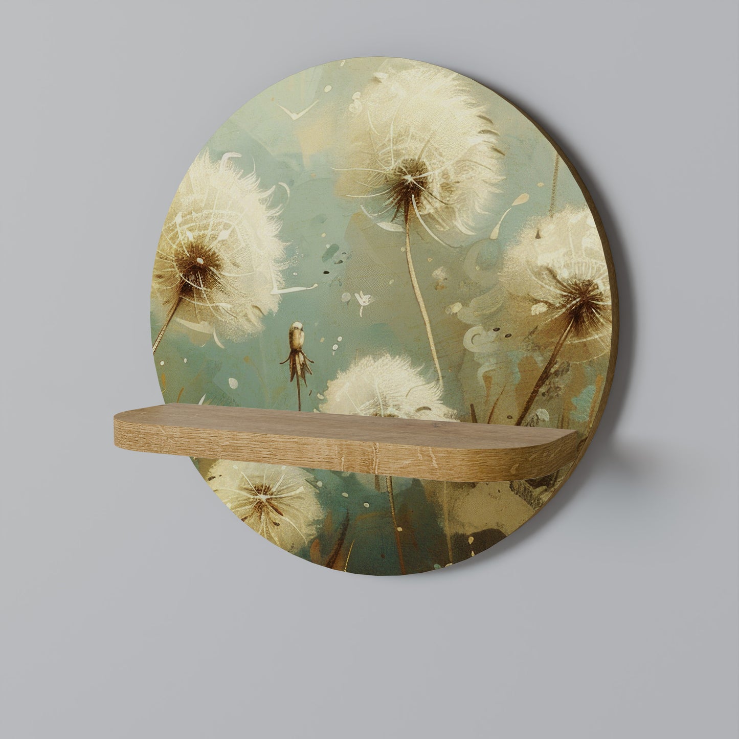 DREAMY MEADOW Round Art Shelf In Oak Effect